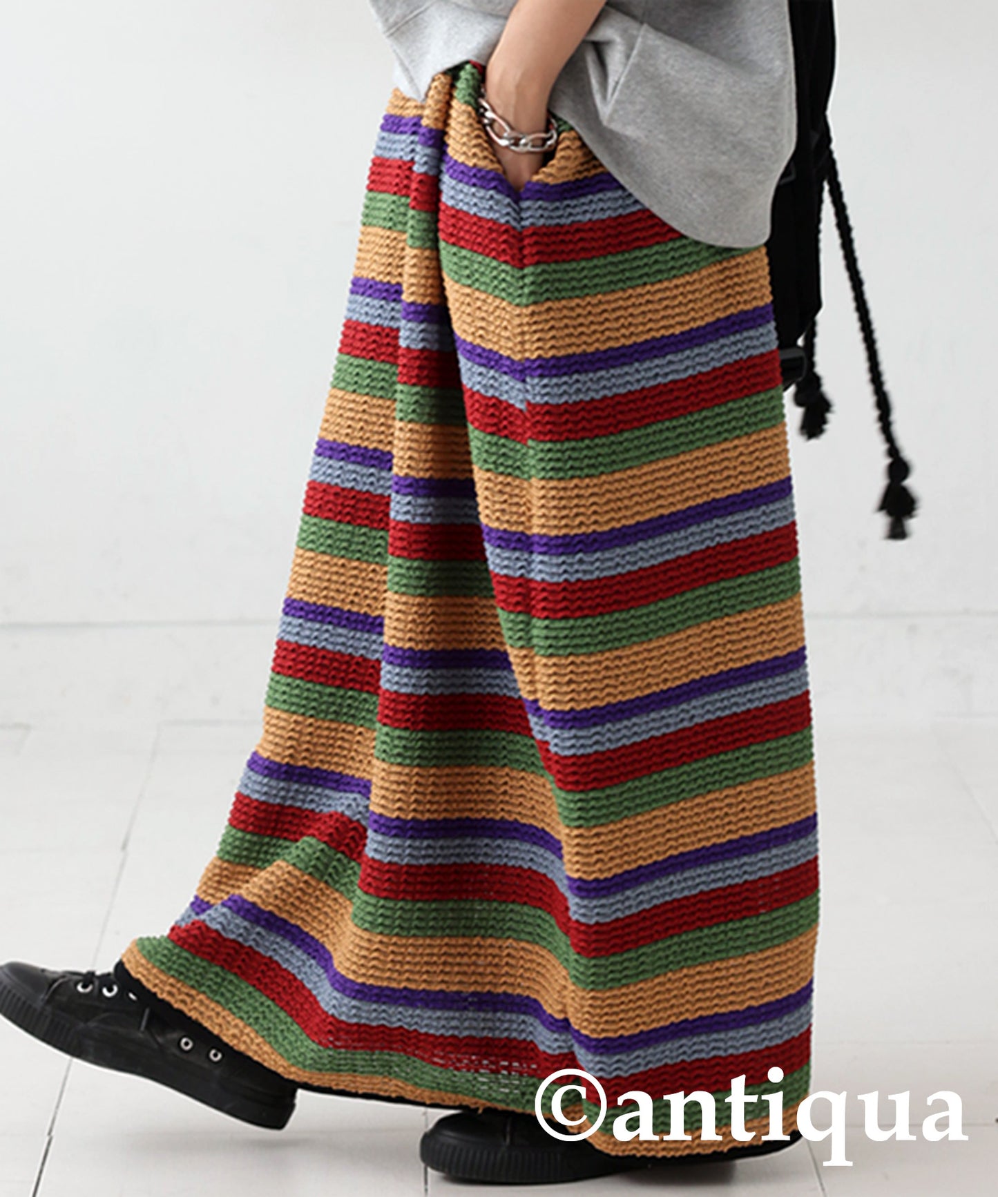 Colorful border knit skirt Ladies