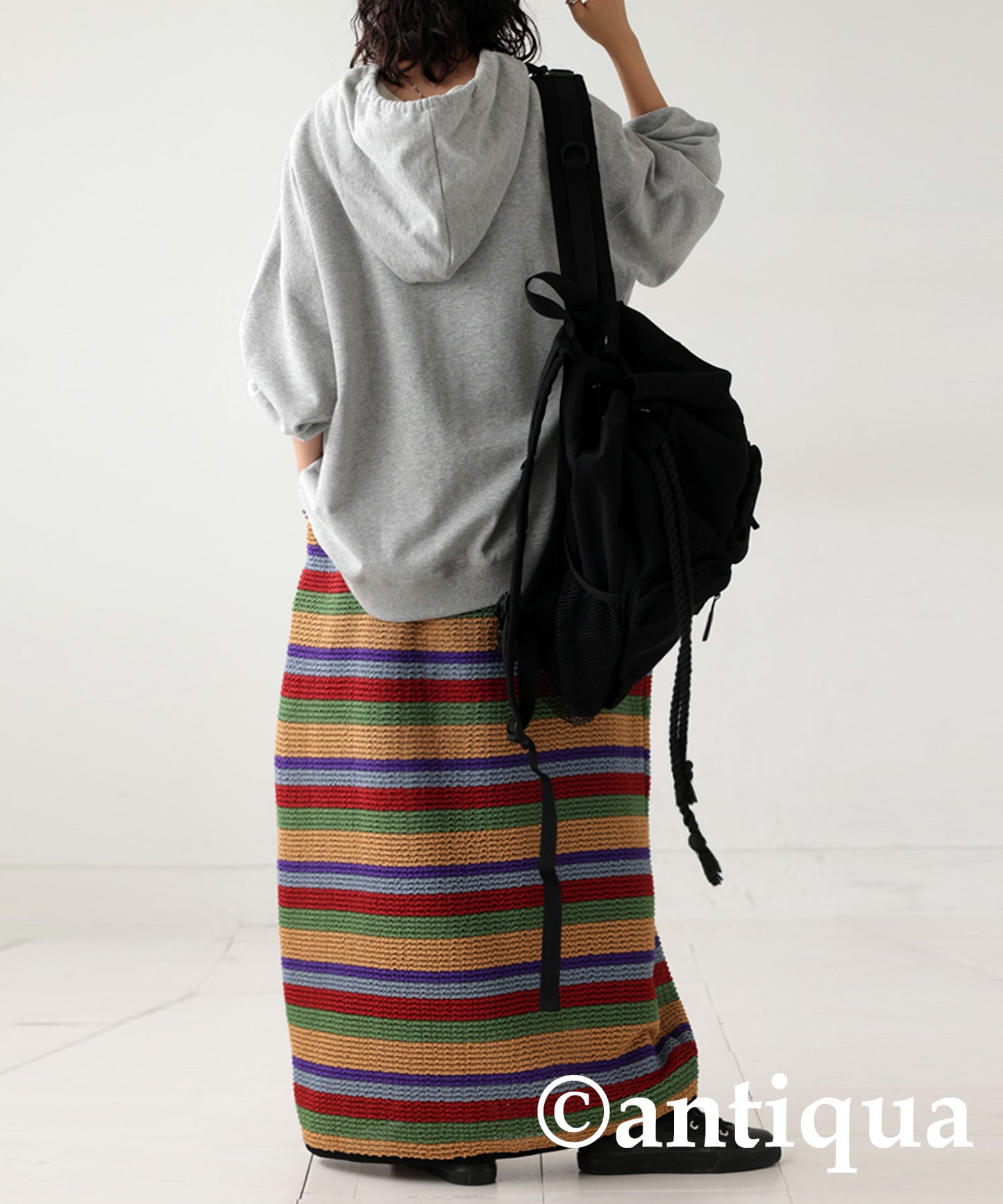 Colorful border knit skirt Ladies