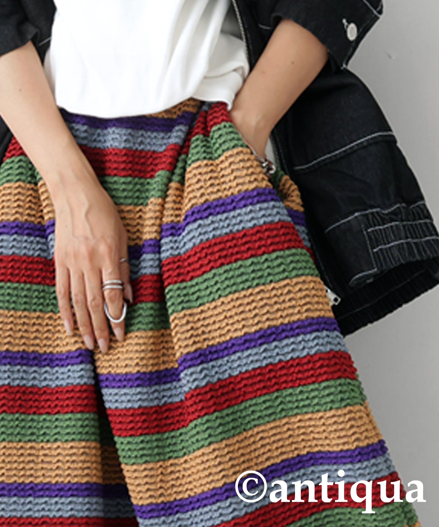 Colorful border knit skirt Ladies