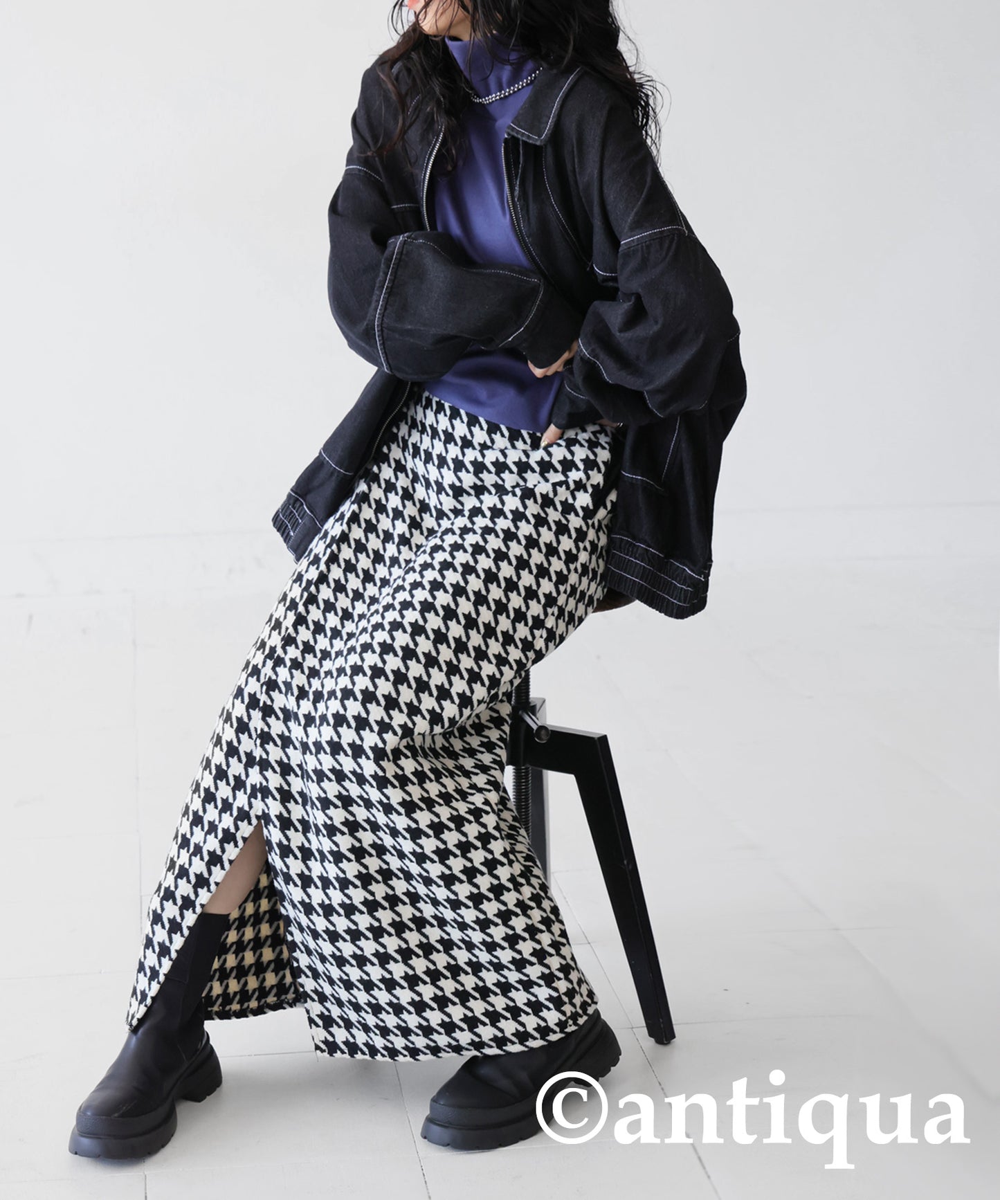 CHIDORI (Houndstooth) Wrap Skirt Ladies