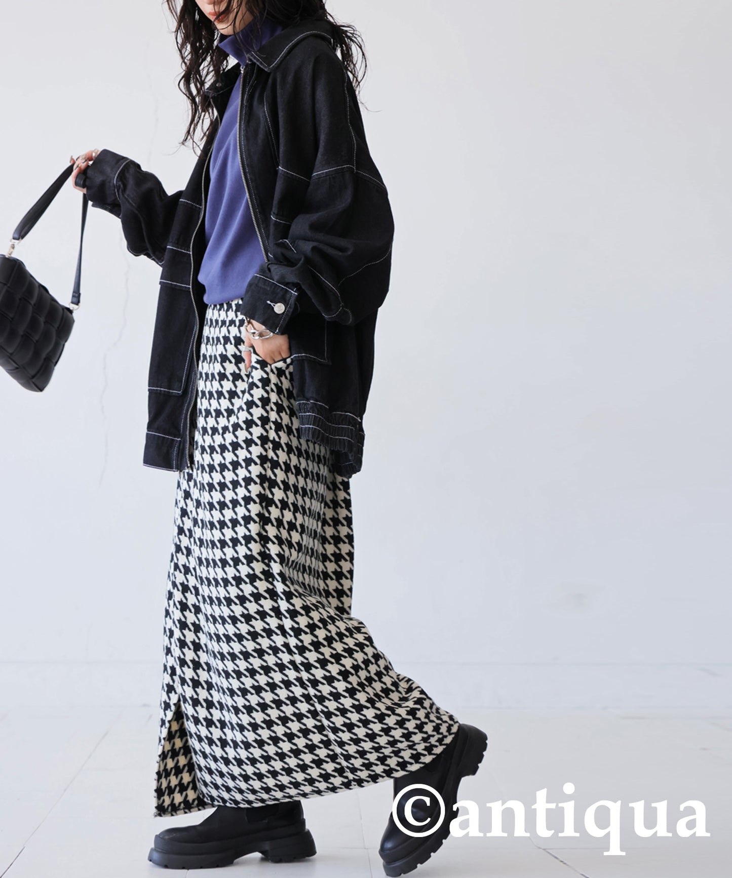 CHIDORI (Houndstooth) Wrap Skirt Ladies