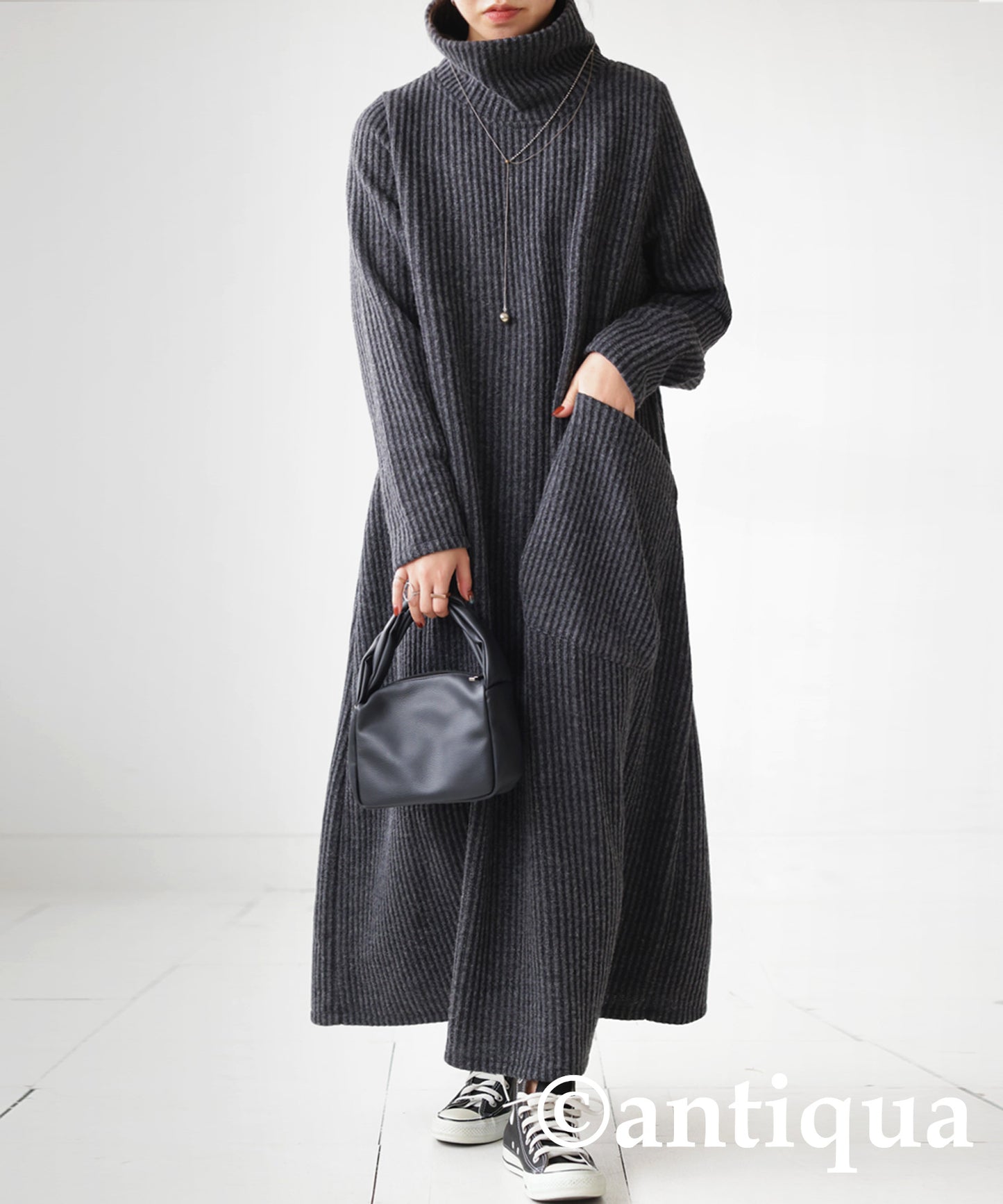 Turtleneck knit dress Ladies