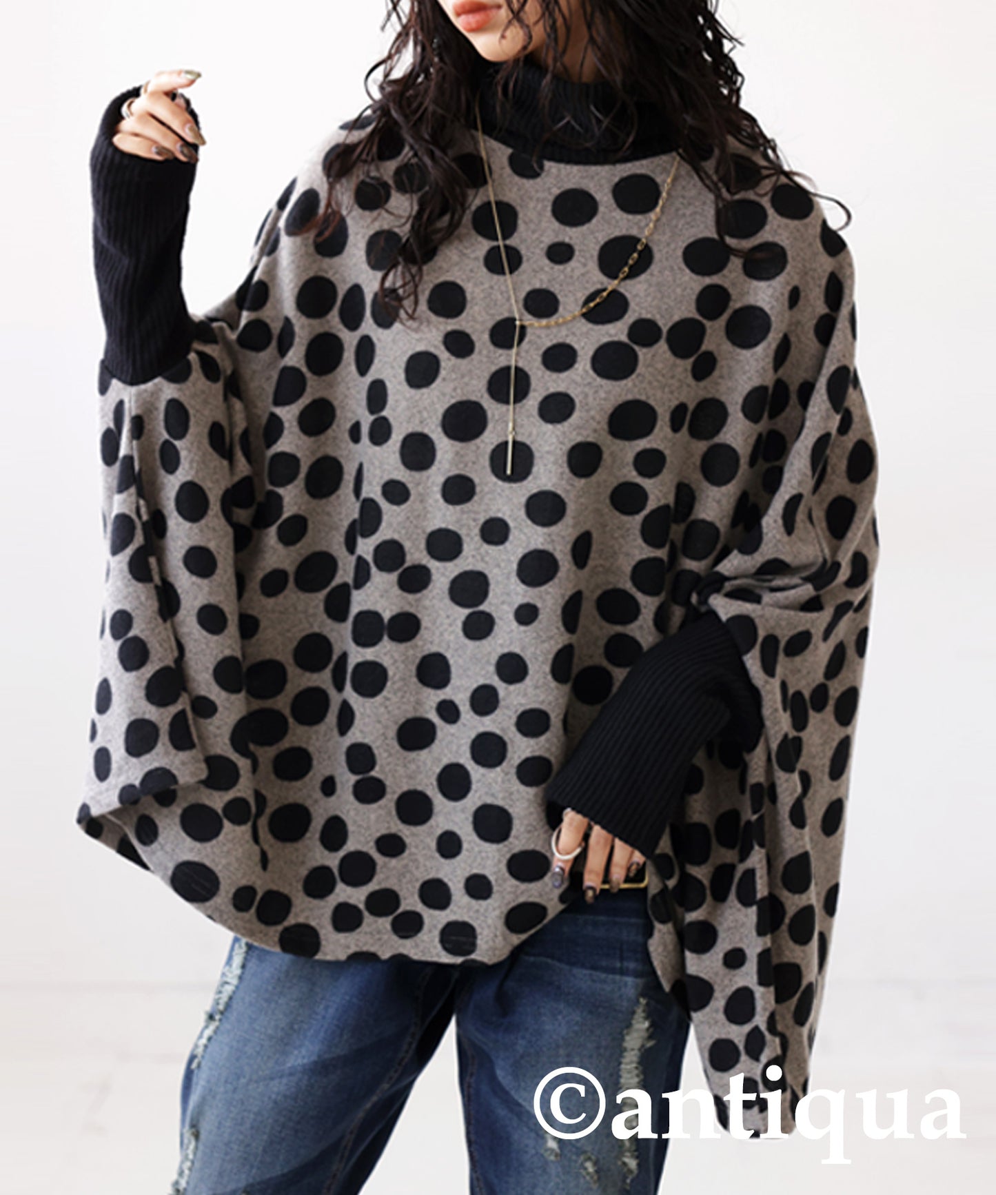 Polka Dots Dolman Knit Ladies