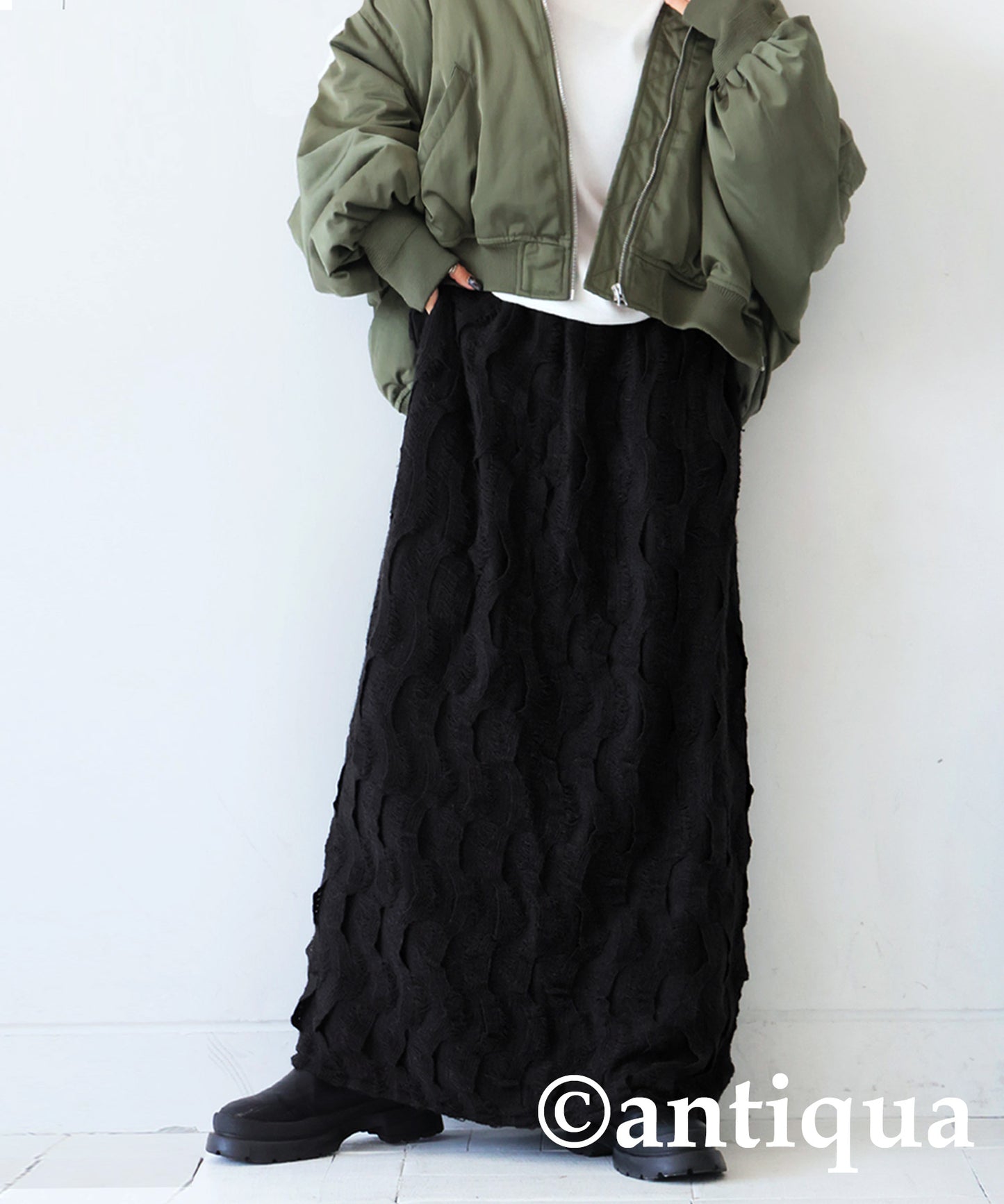 Wave pattern Long skirt Ladies