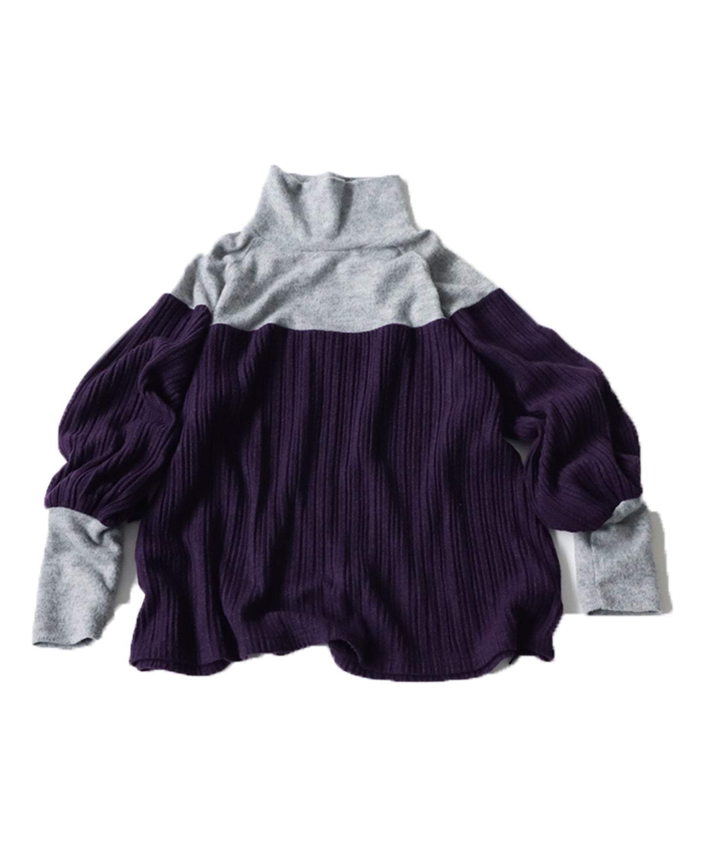 Knit Switching High Neck Tops Ladies