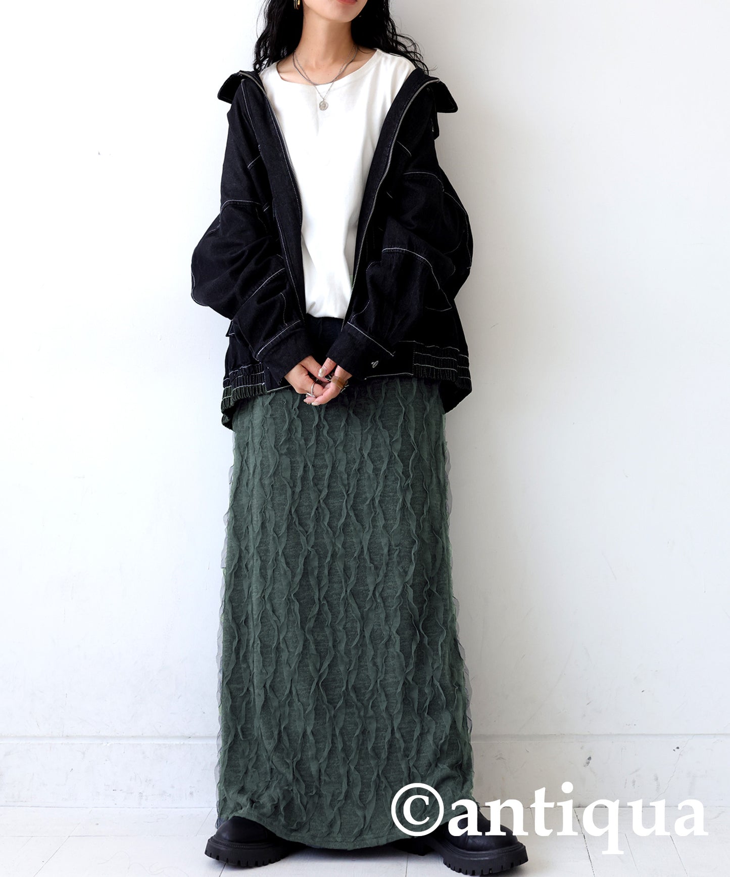 Tulle knit skirt Ladies