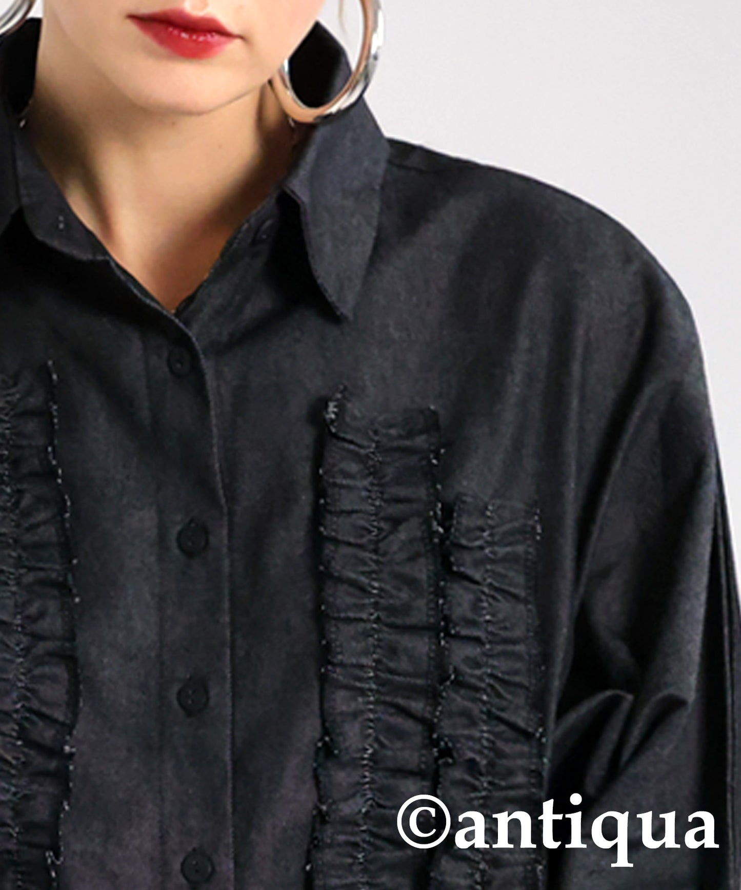 Frill Denim Shirt Ladies