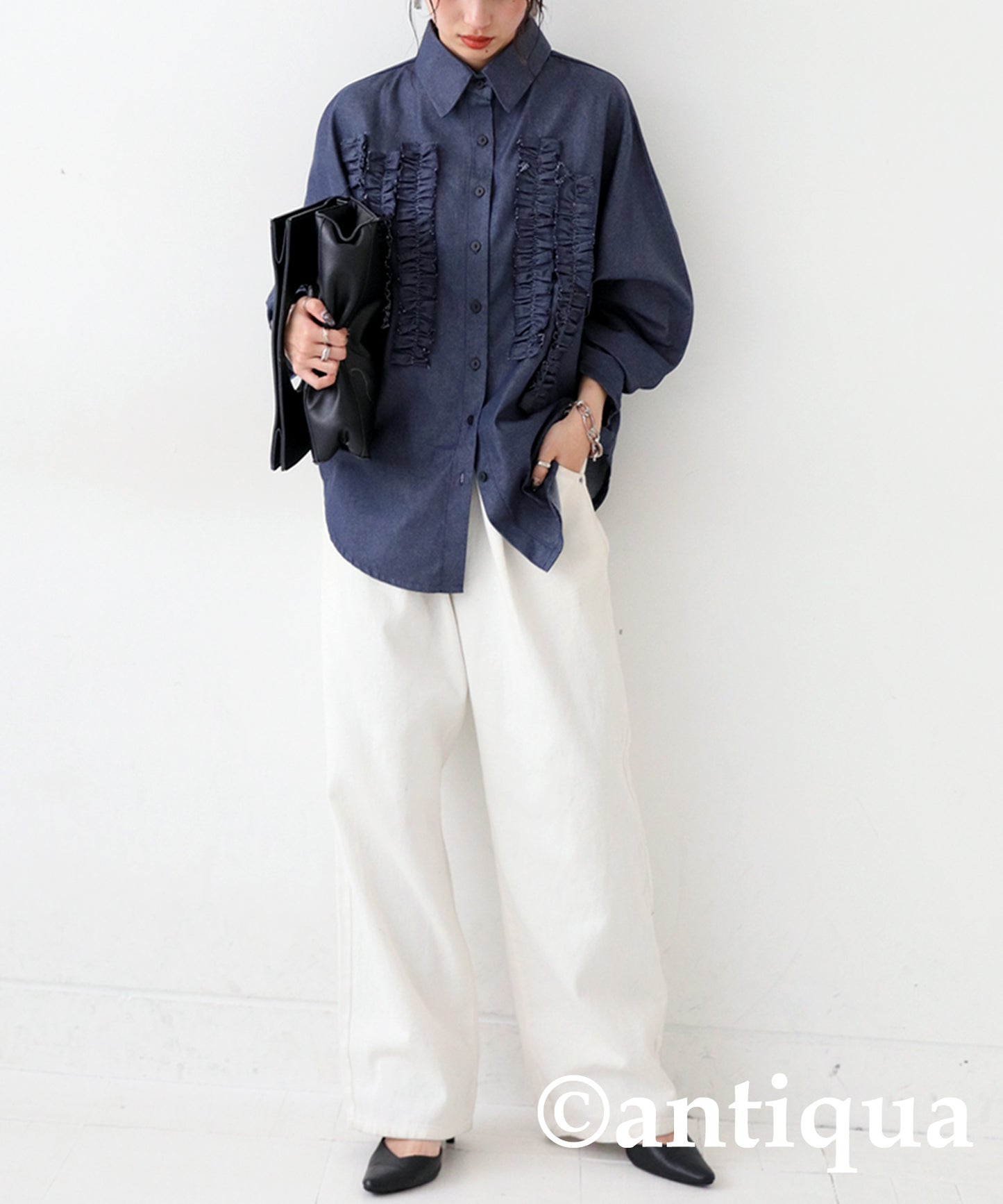 Frill Denim Shirt Ladies