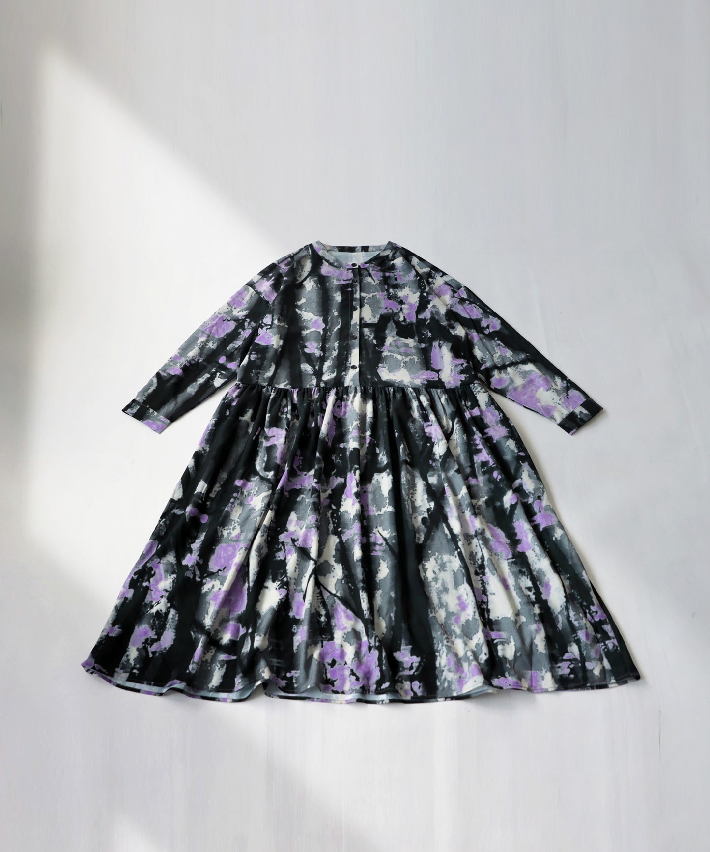 Watercolor pattern gather dress Ladies