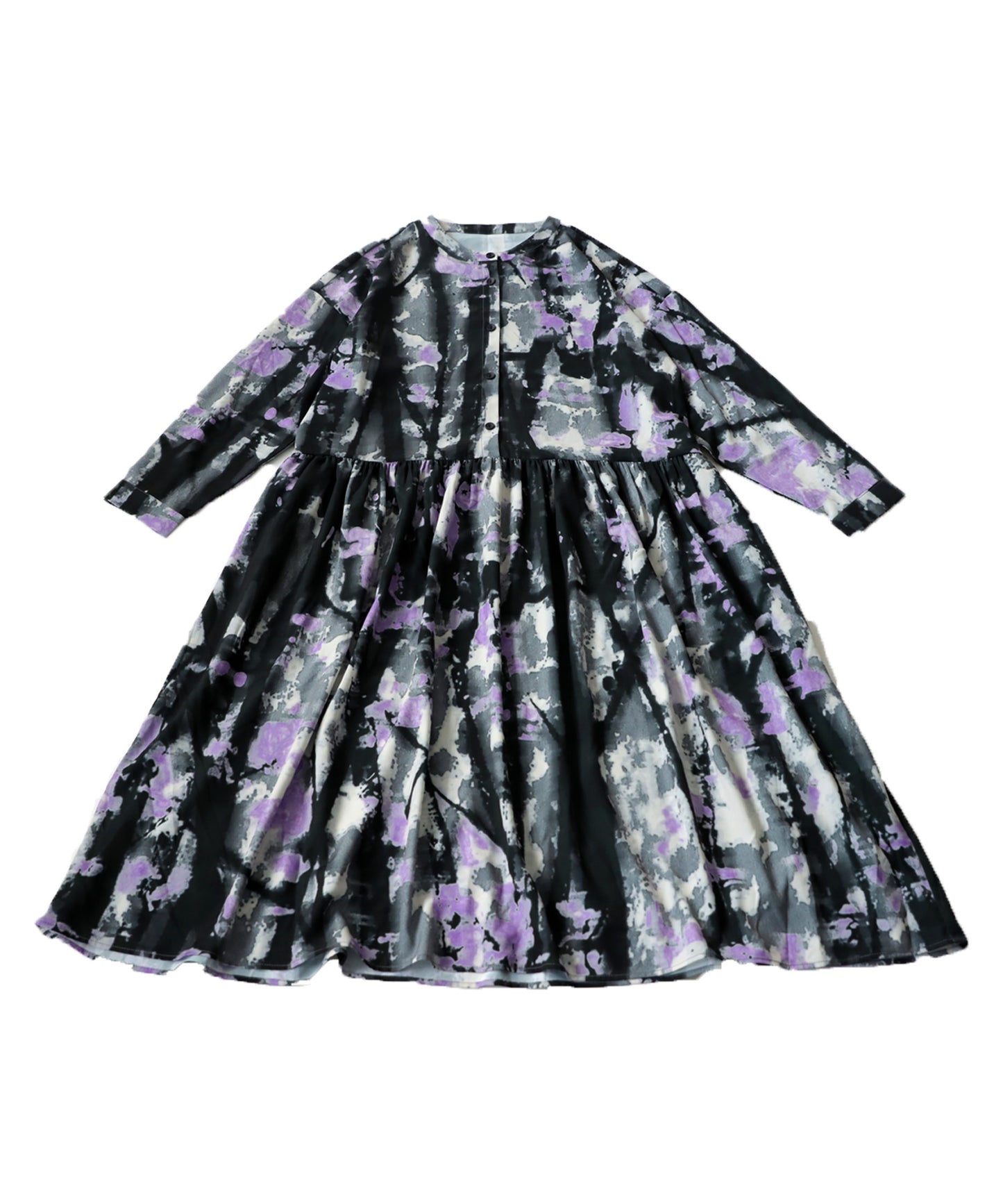 Watercolor pattern gather dress Ladies