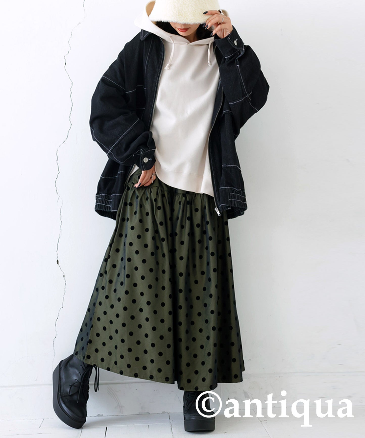 Polka Dot Gather Skirt Ladies