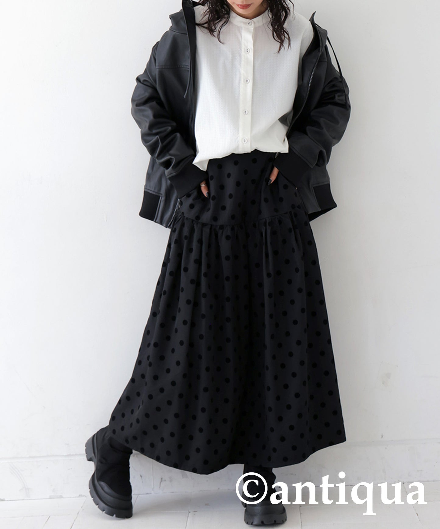 Polka Dot Gather Skirt Ladies