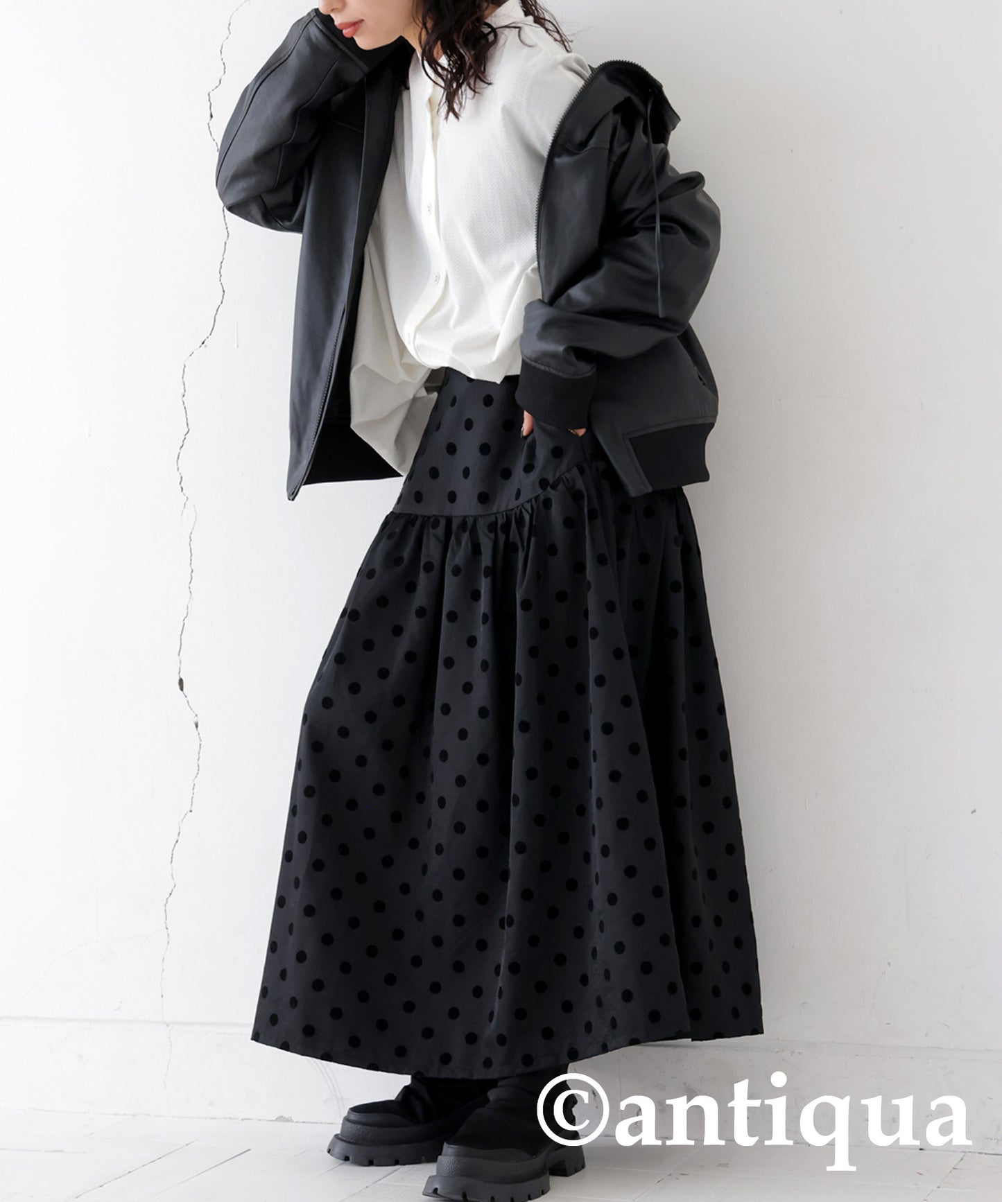 Polka Dot Gather Skirt Ladies