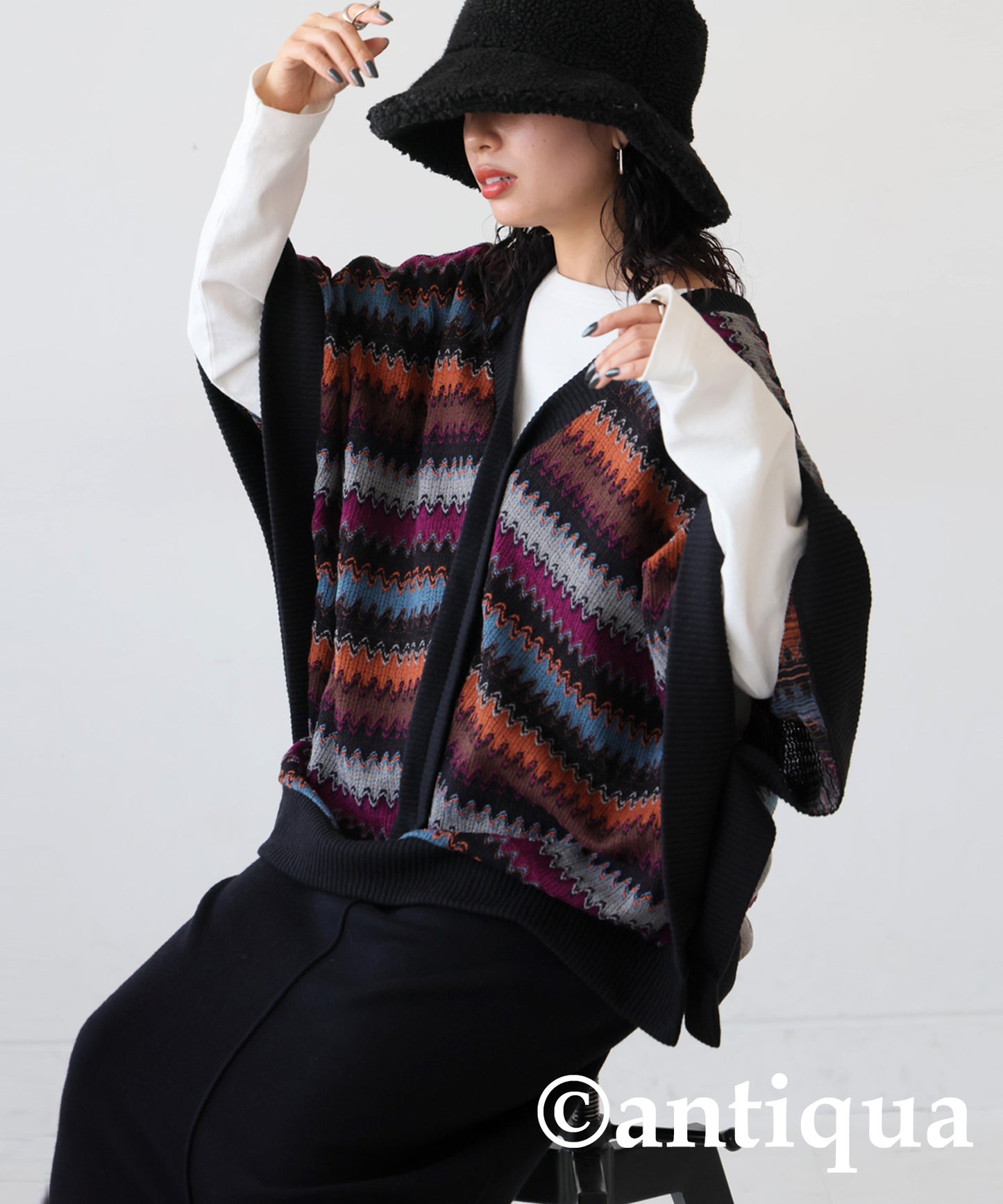 Stripe knitting vest Ladies