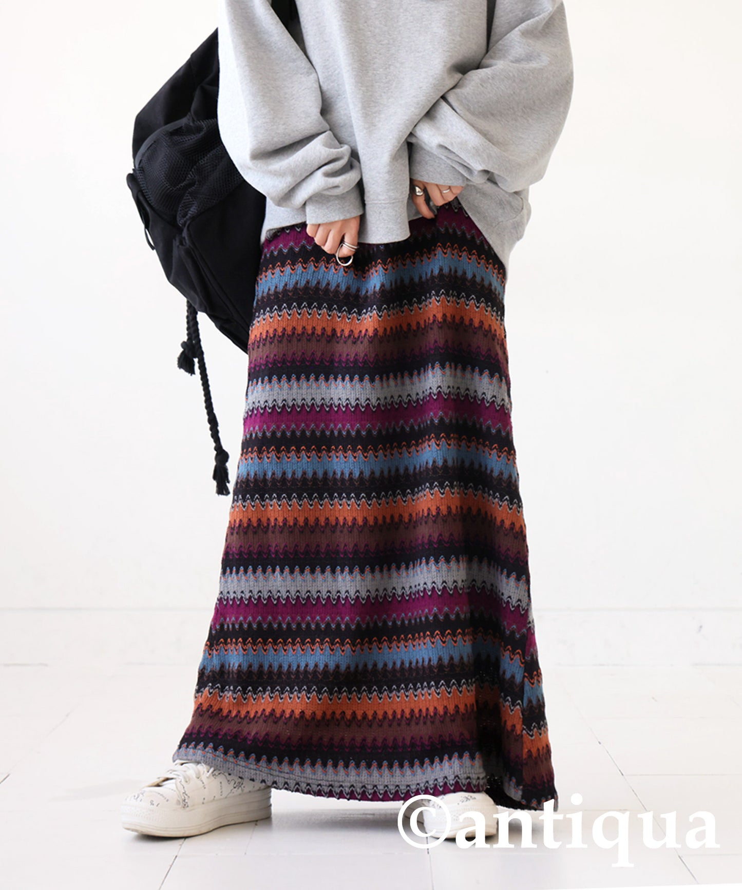 Stripe knitting skirt Ladies