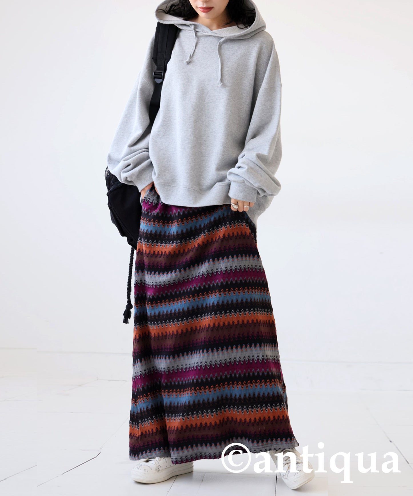 Stripe knitting skirt Ladies