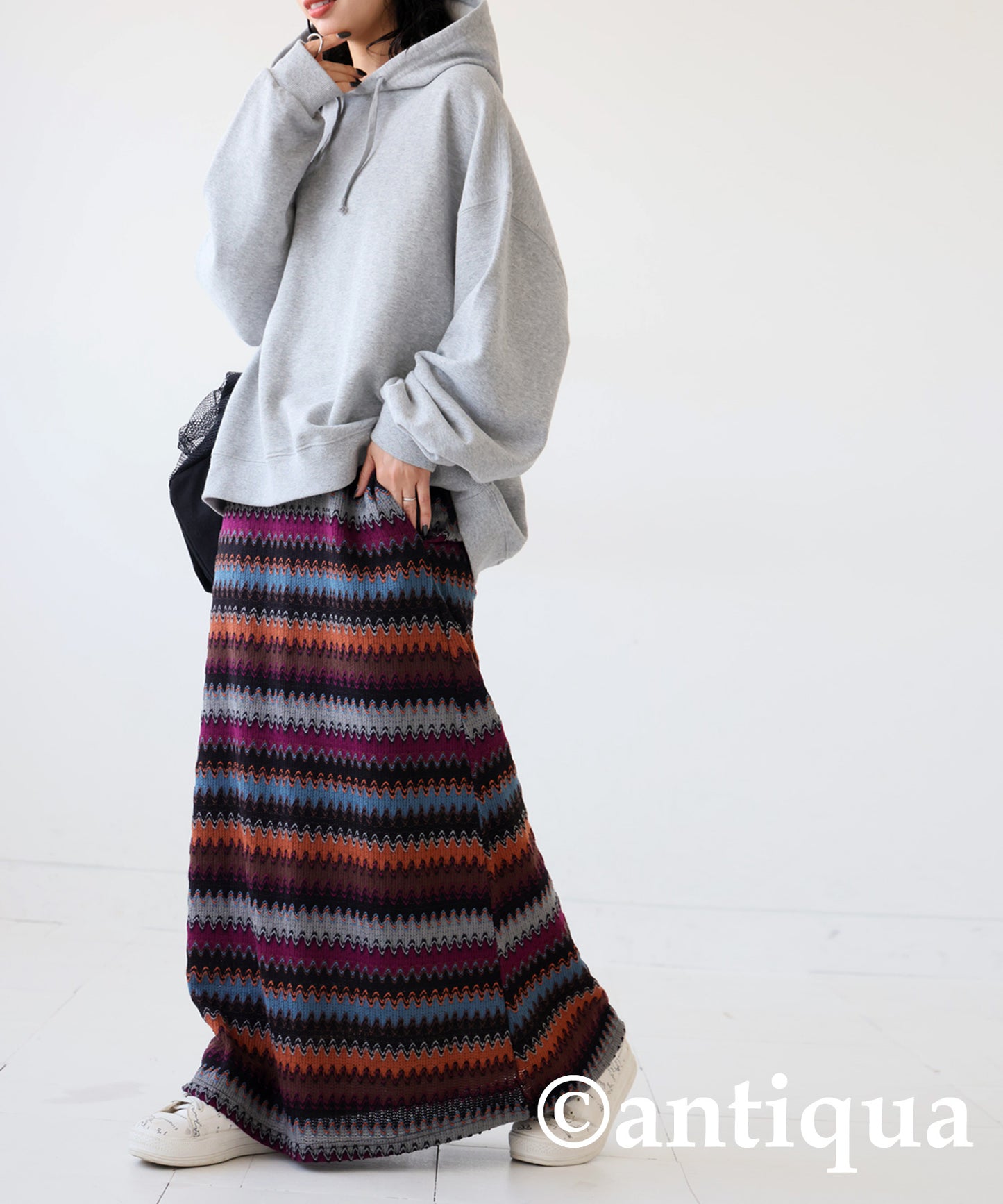 Stripe knitting skirt Ladies