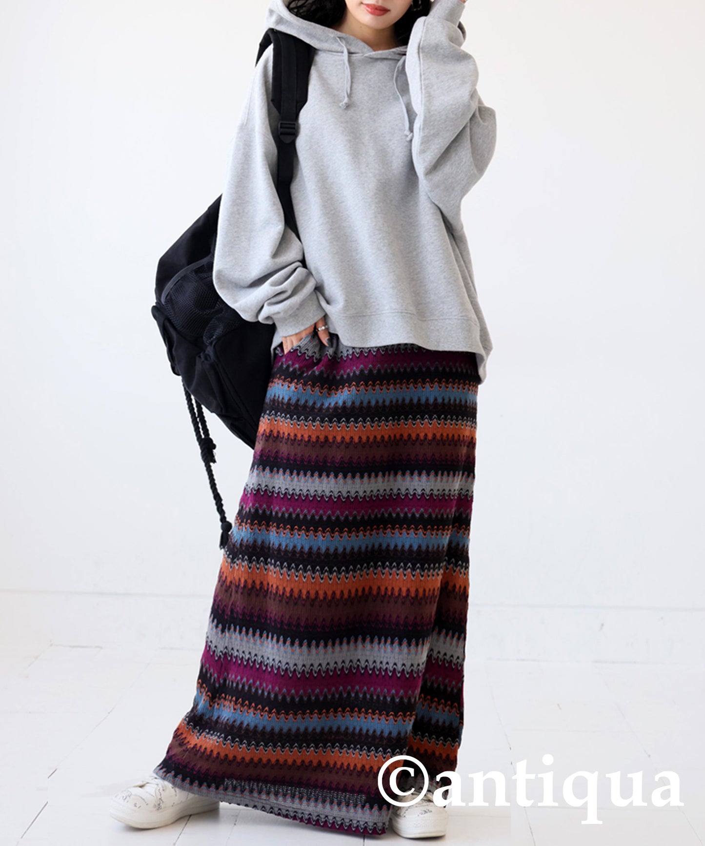 Stripe knitting skirt Ladies