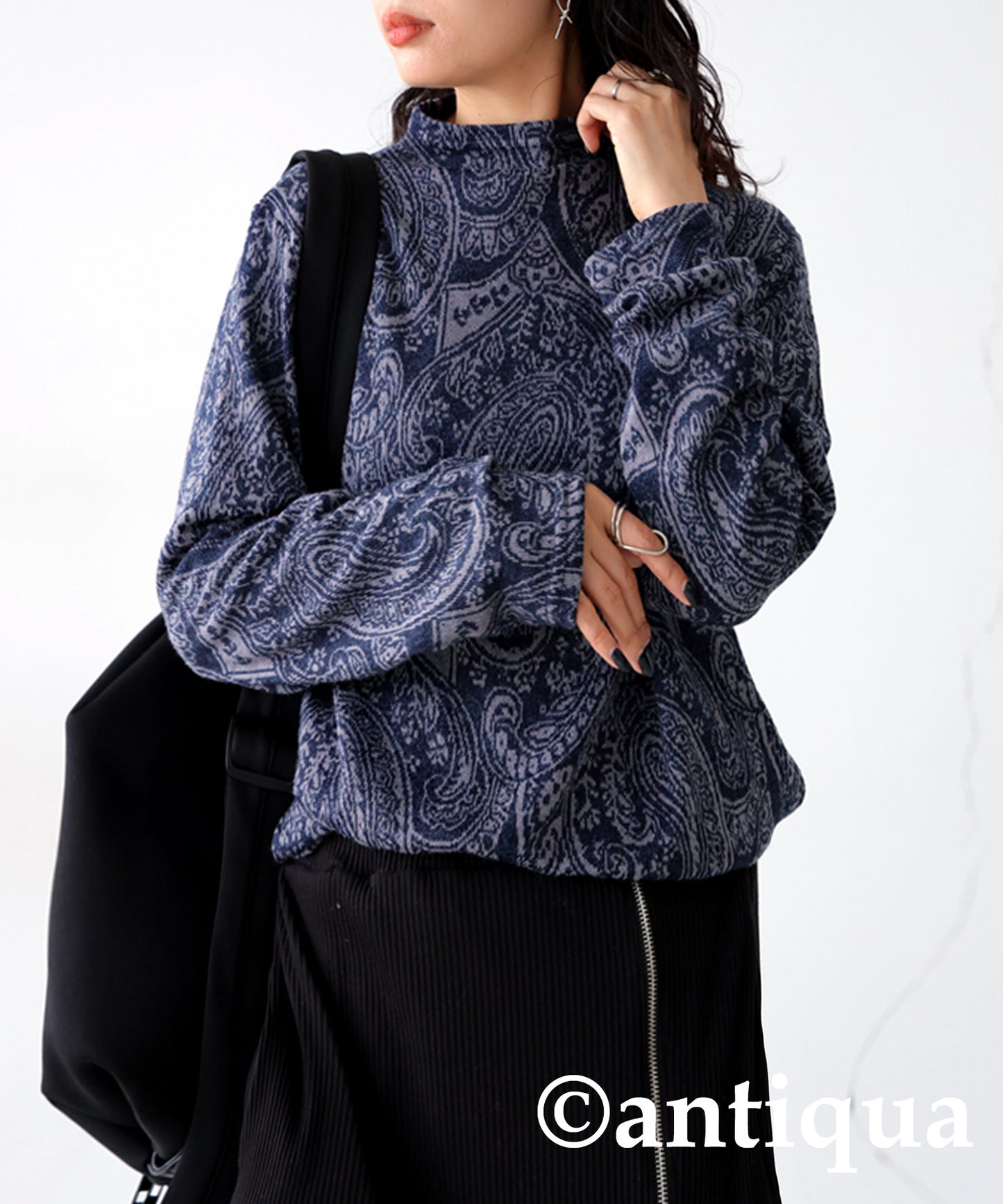 Paisley Pattern Turtleneck Tops Ladies