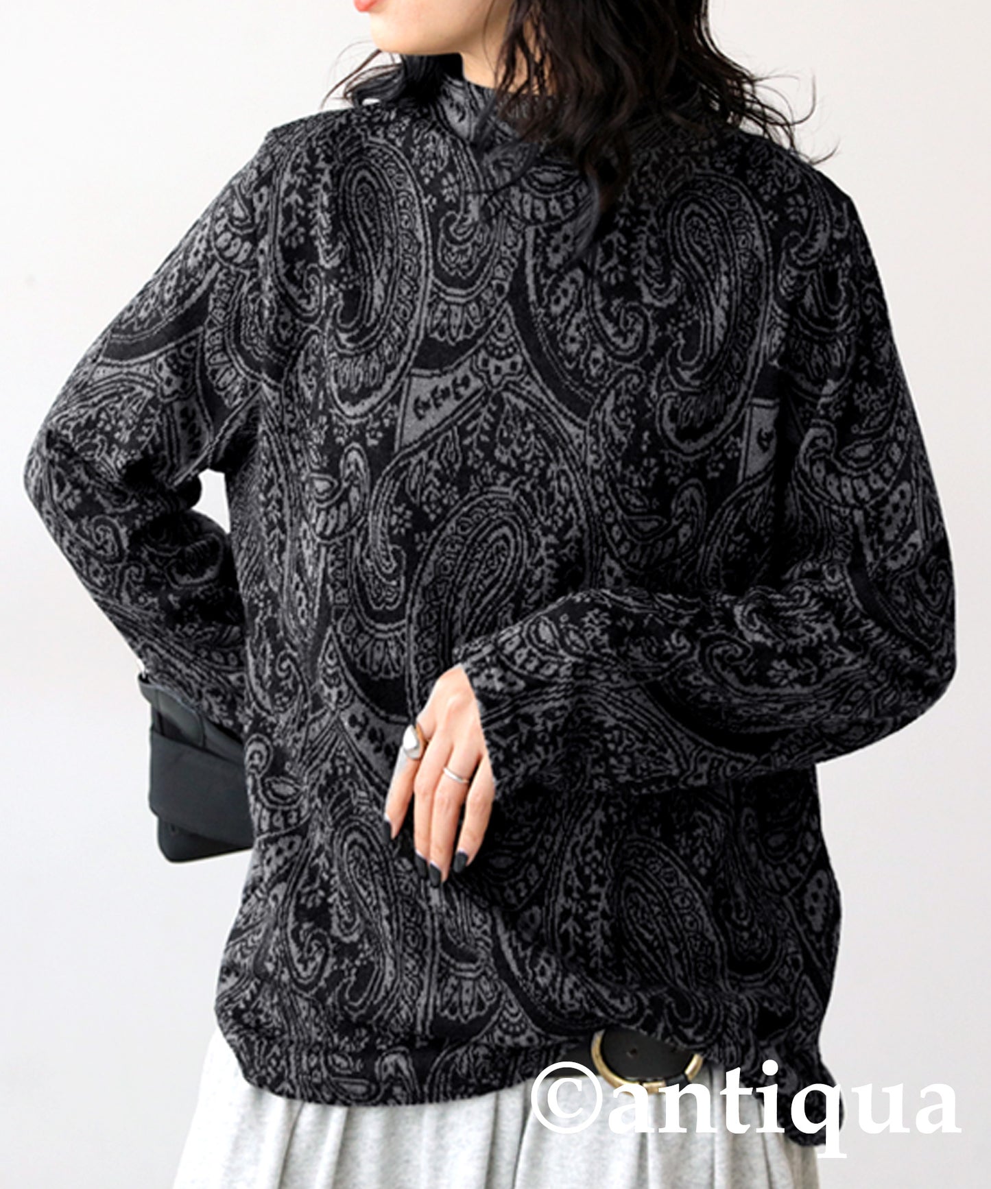 Paisley Pattern Turtleneck Tops Ladies