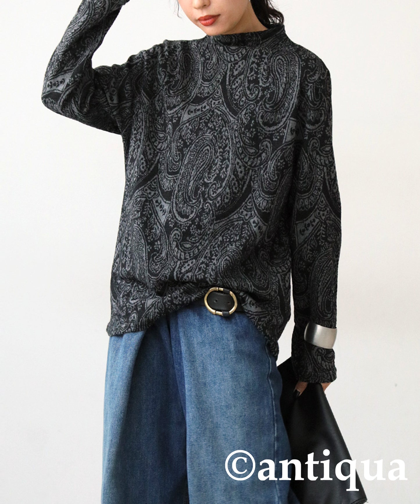 Paisley Pattern Turtleneck Tops Ladies