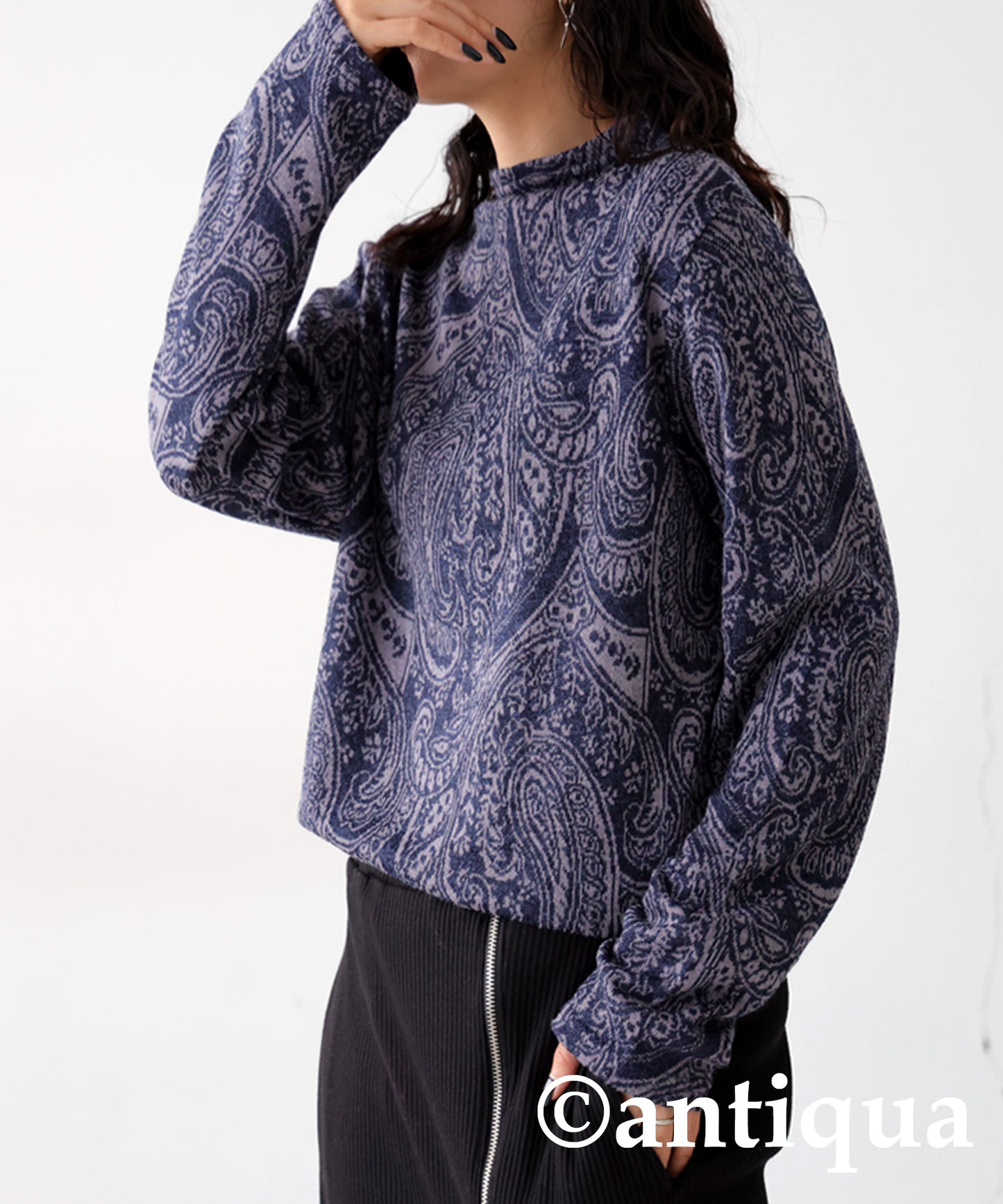 Paisley Pattern Turtleneck Tops Ladies