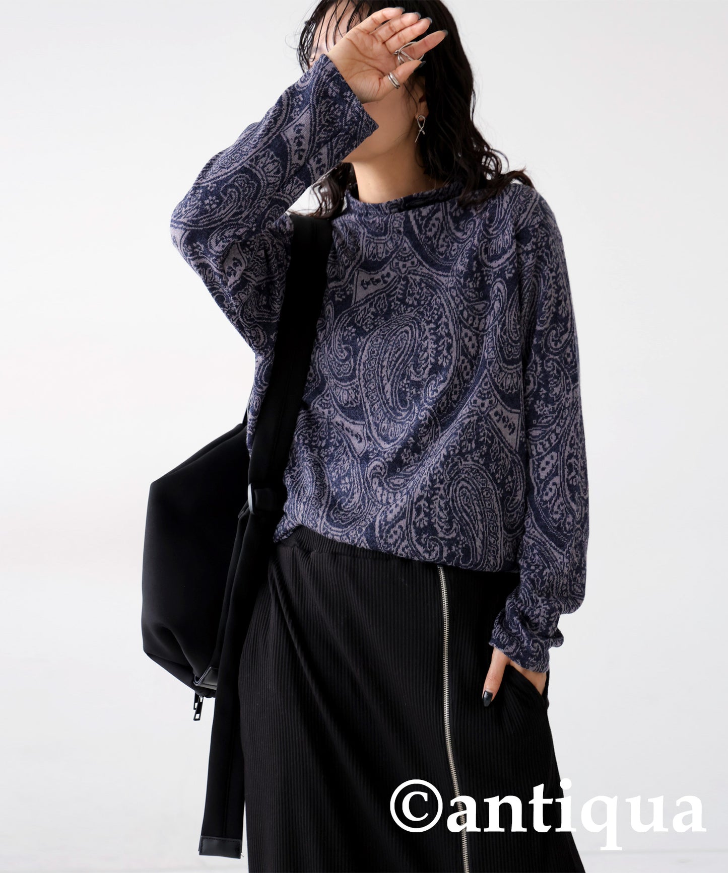 Paisley Pattern Turtleneck Tops Ladies