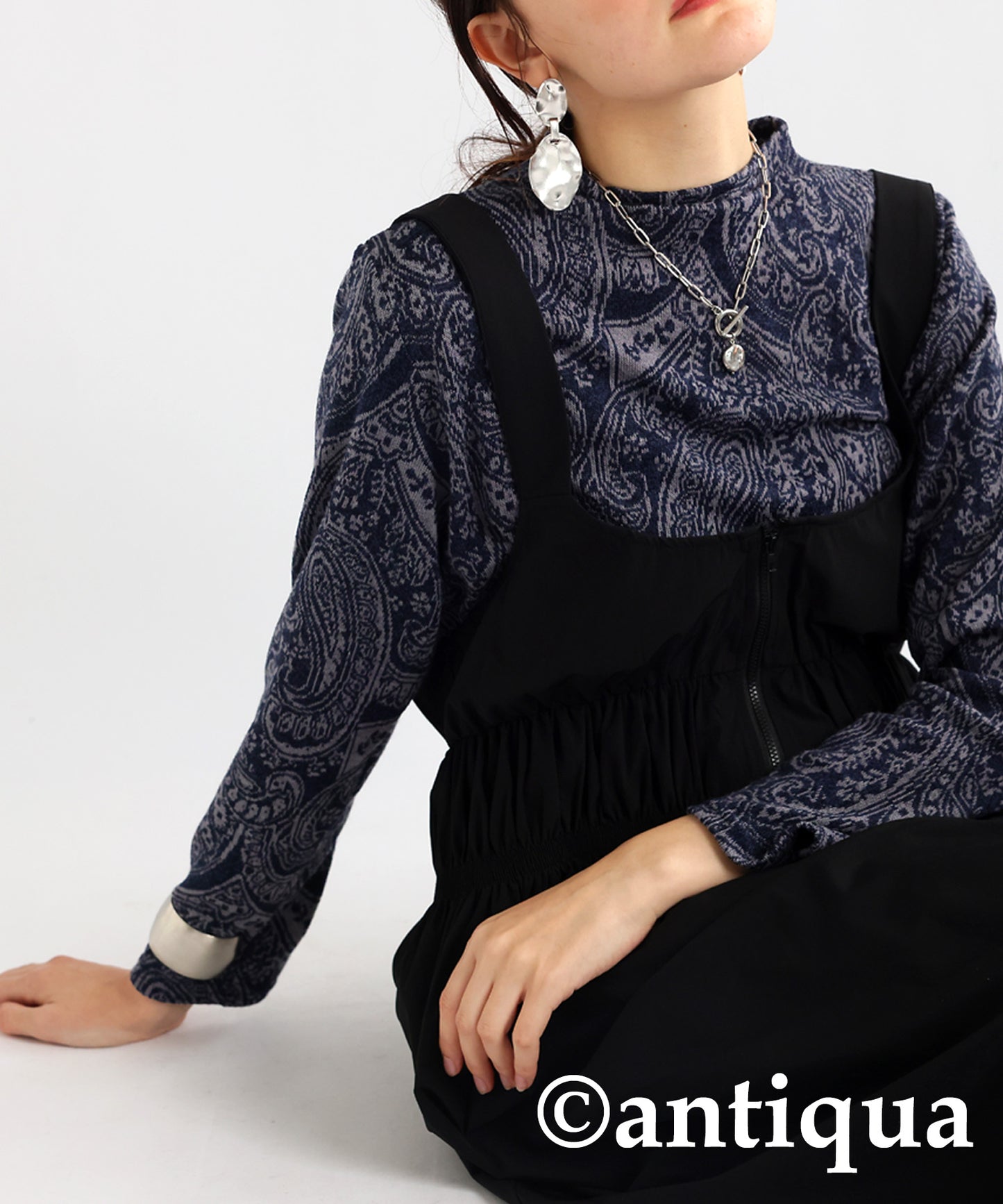 Paisley Pattern Turtleneck Tops Ladies