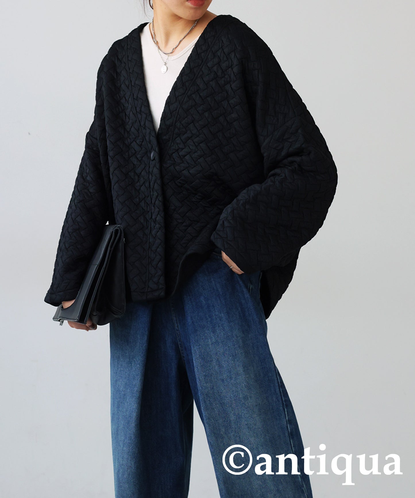 Quilting Jaguard Cardigan Ladies