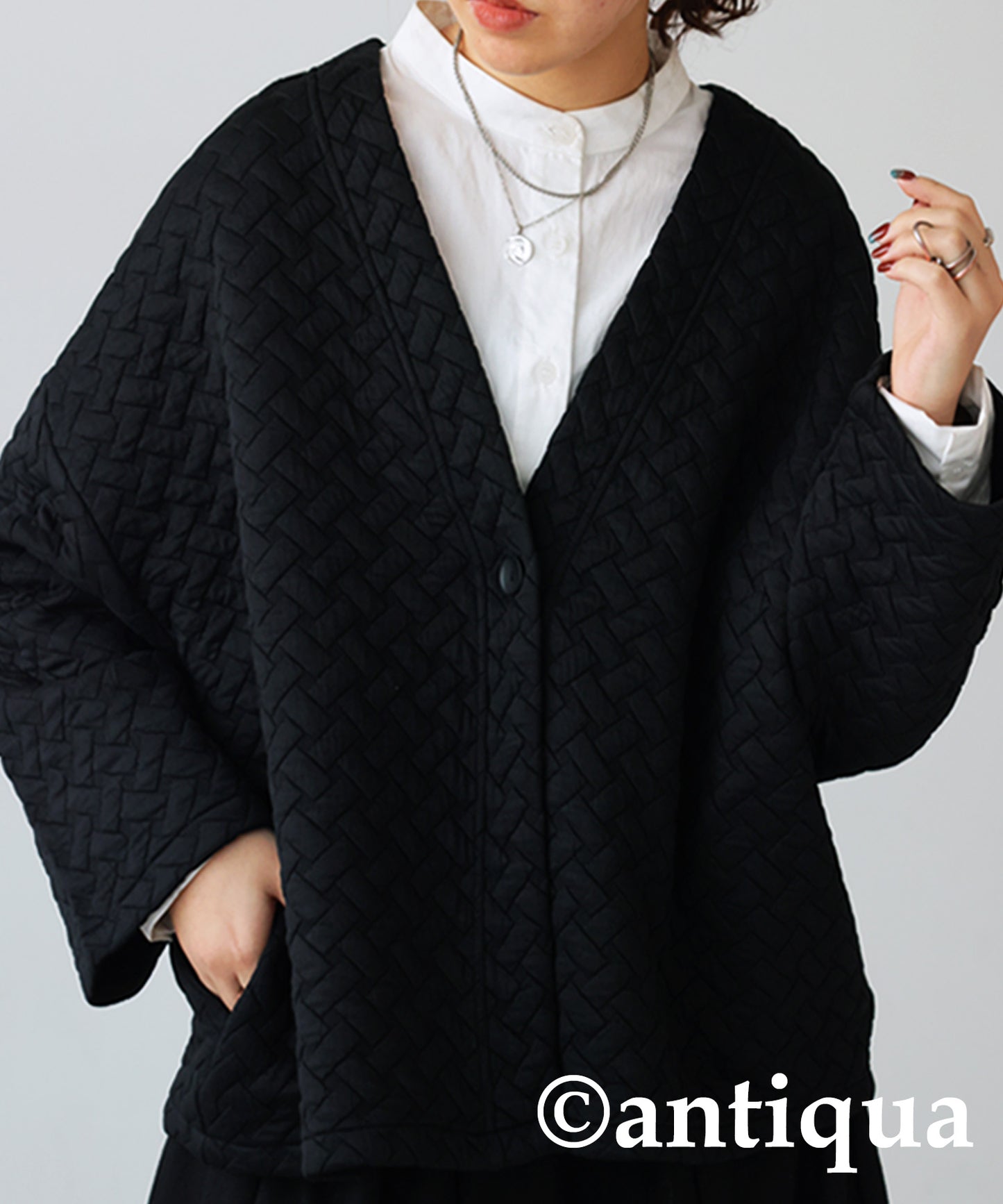 Quilting Jaguard Cardigan Ladies