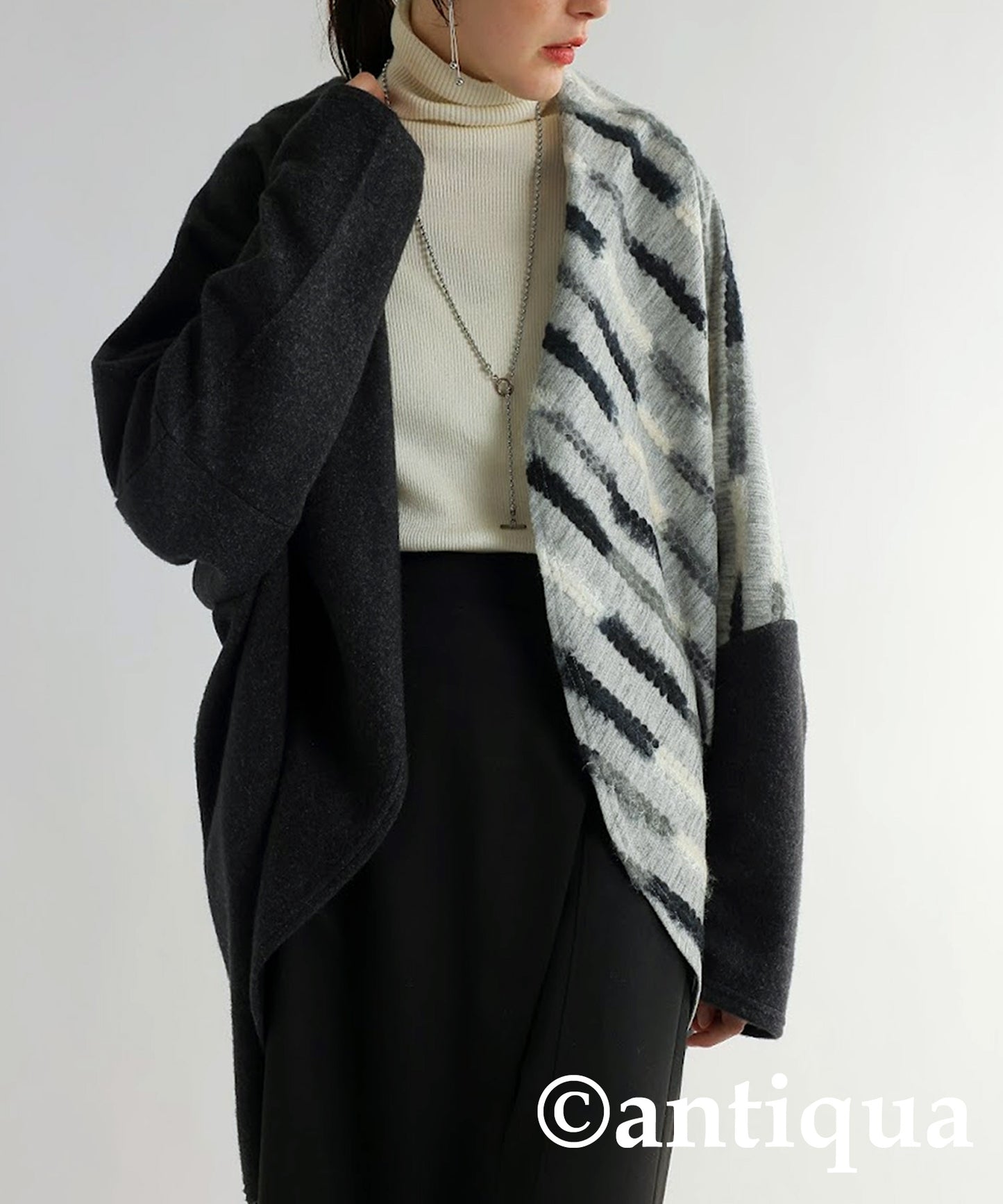 Asymmetry Design Knit Cardigan Ladies