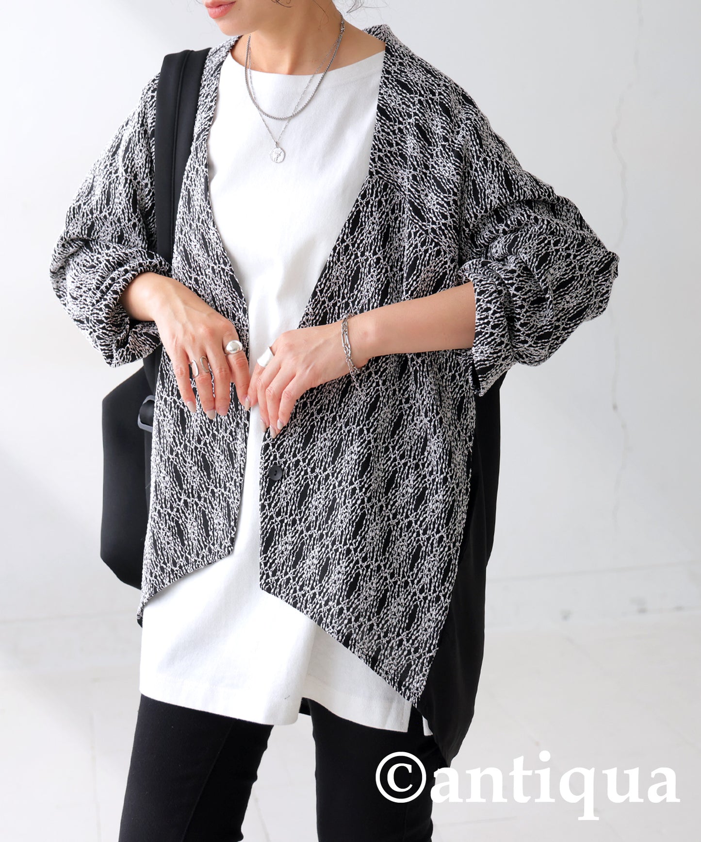 Collarless Cardigan Ladies