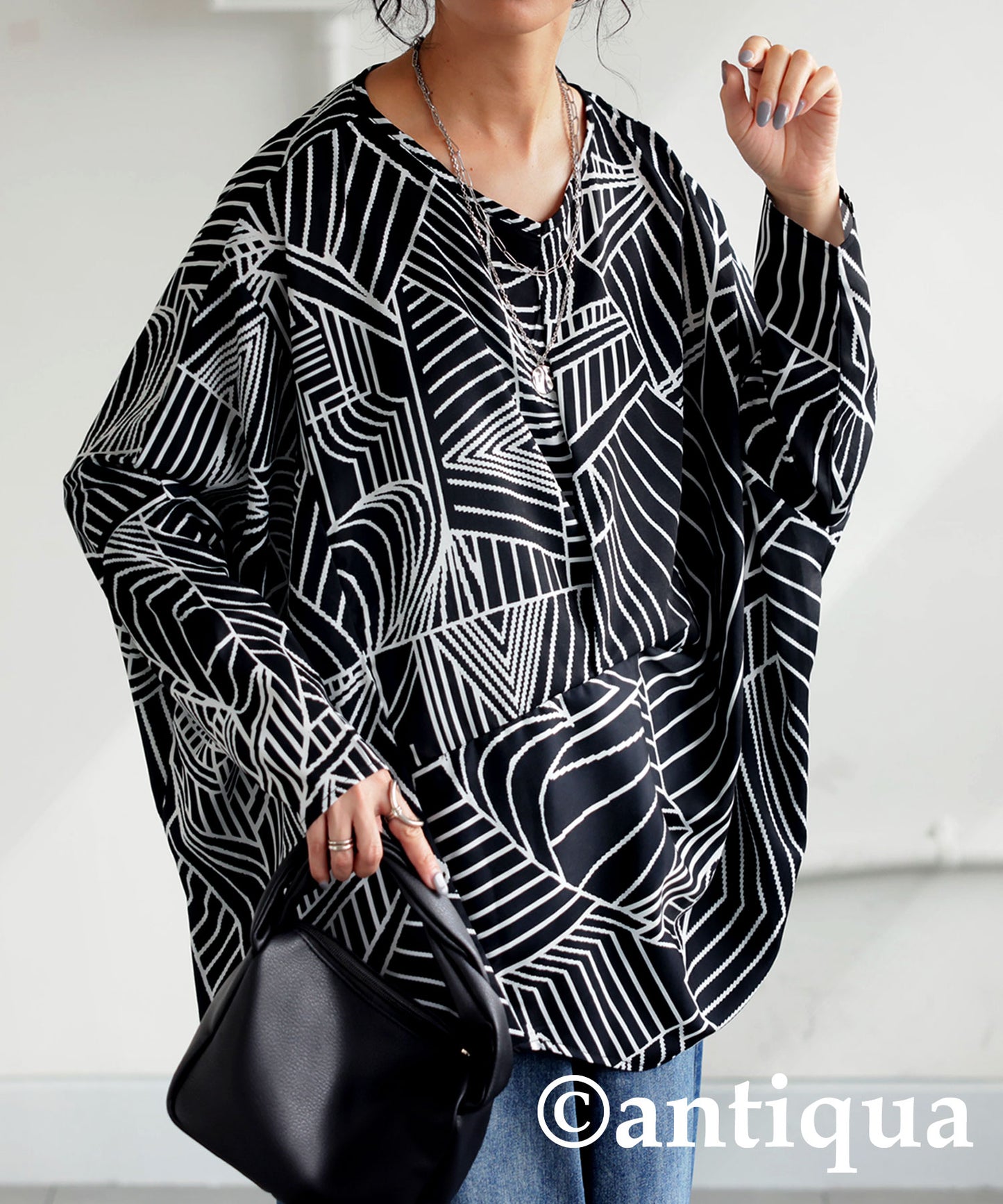 Geometric Pattern Dolman Tops Ladies