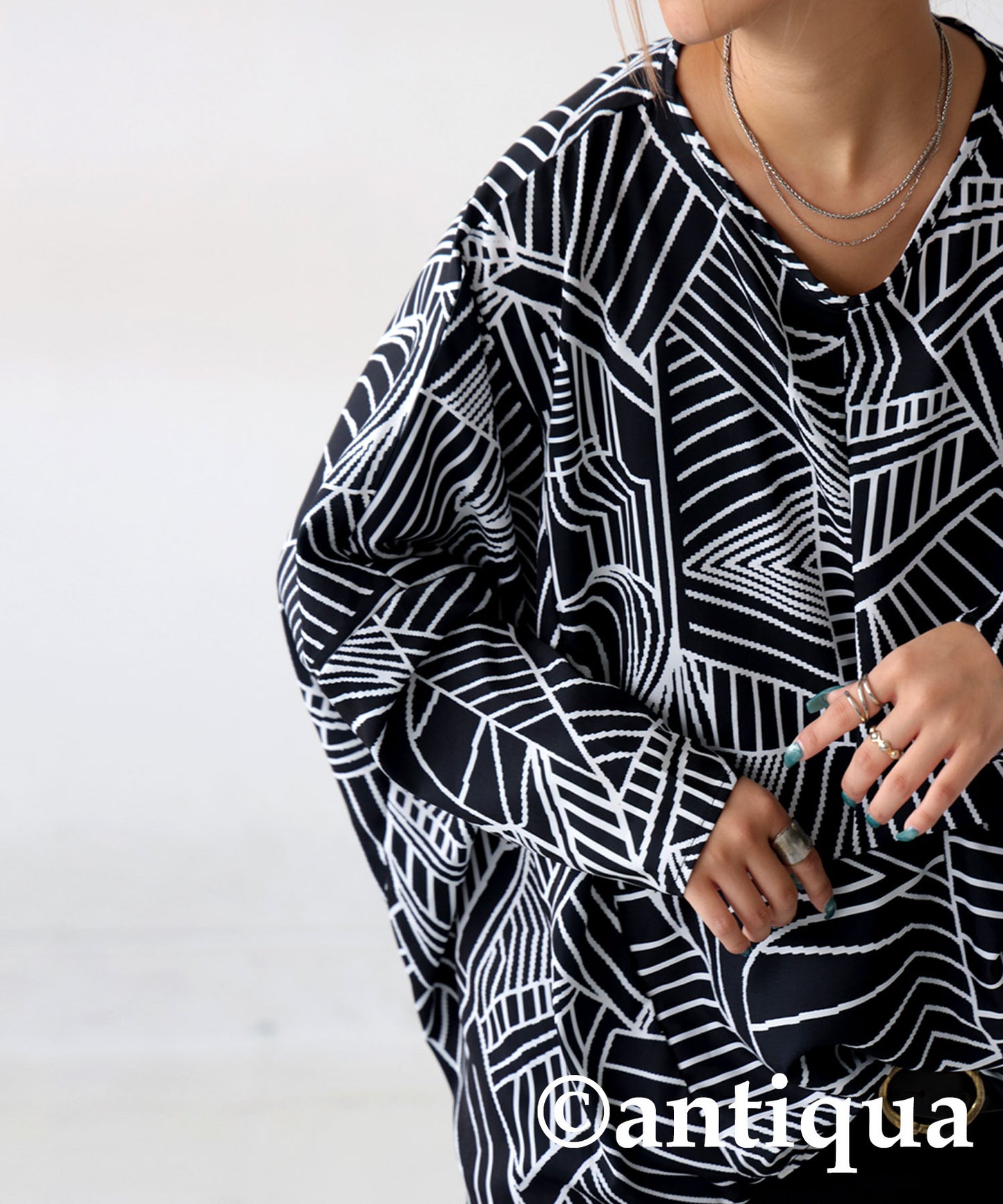 Geometric Pattern Dolman Tops Ladies