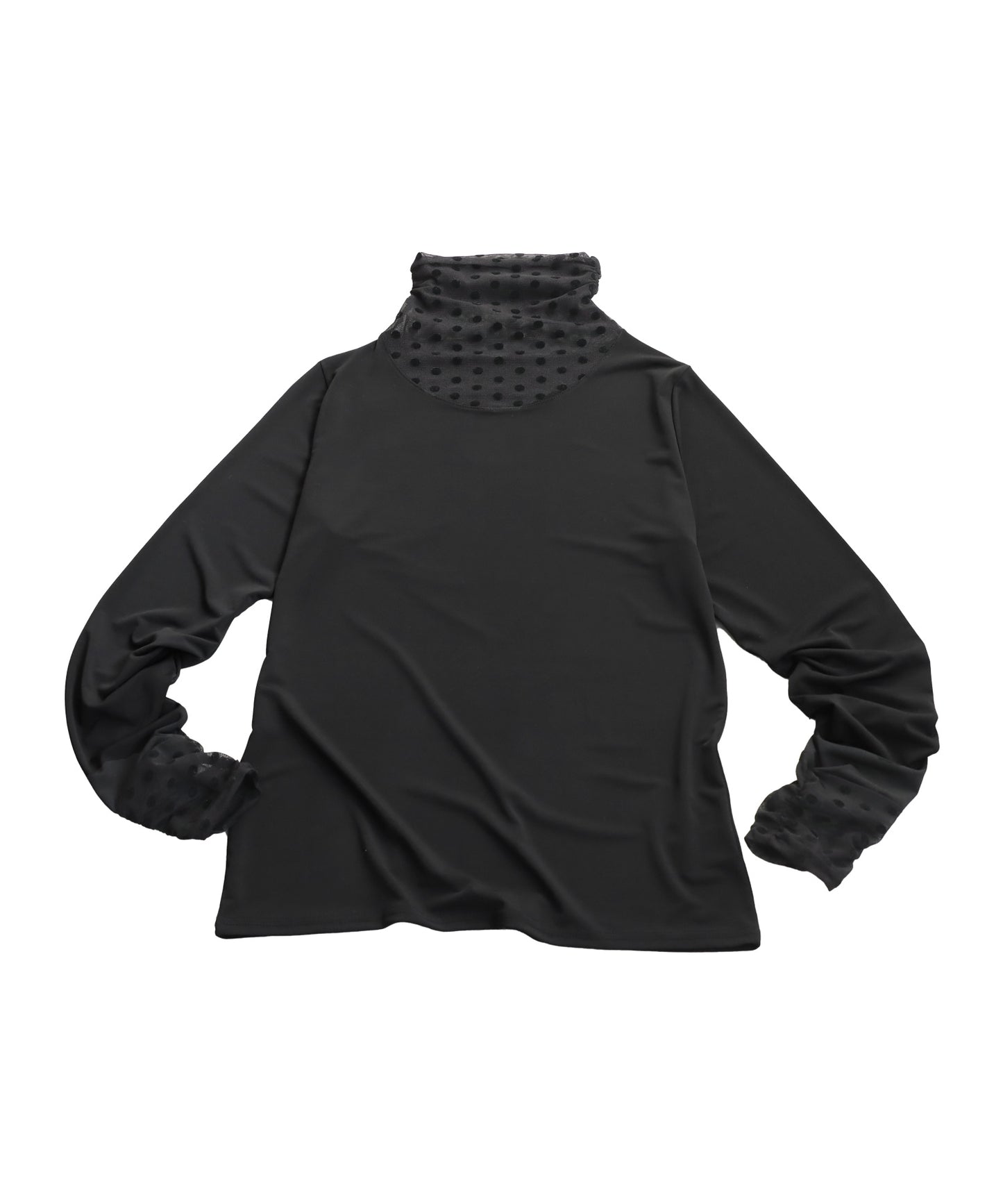 Dot Sheer Contrast Tops Ladies