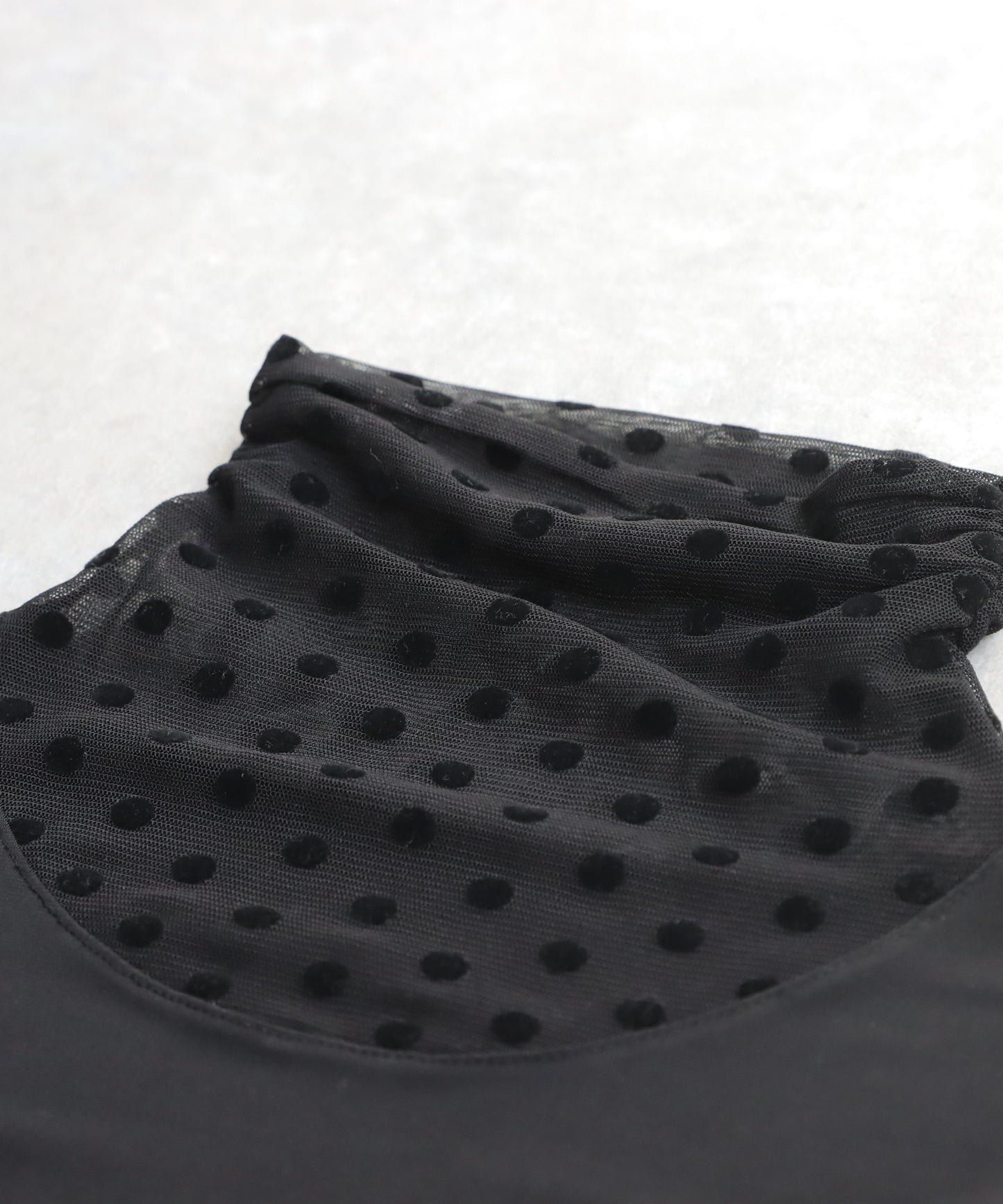 Dot Sheer Contrast Tops Ladies
