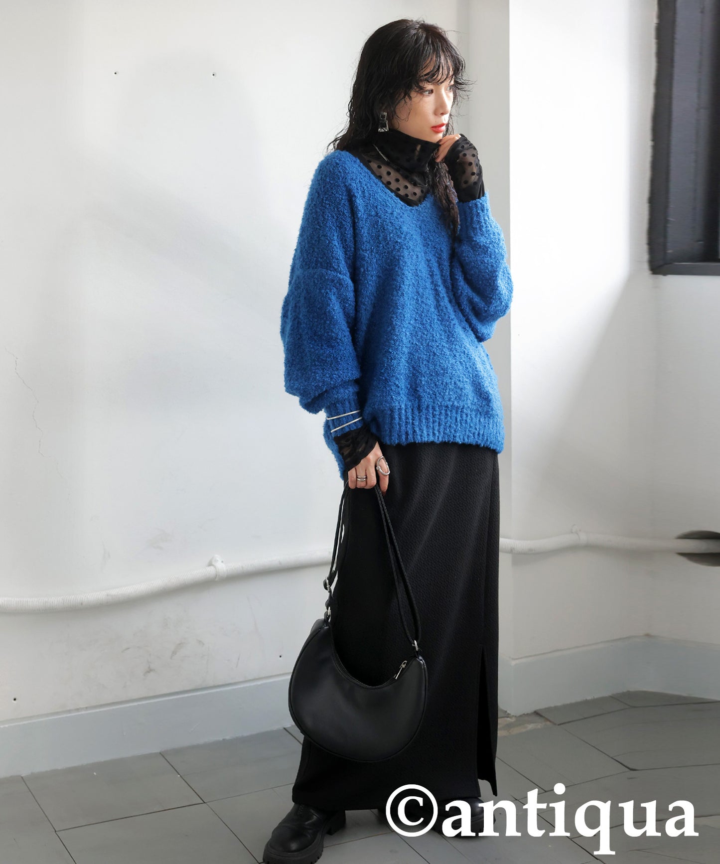 Dot Sheer Contrast Tops Ladies