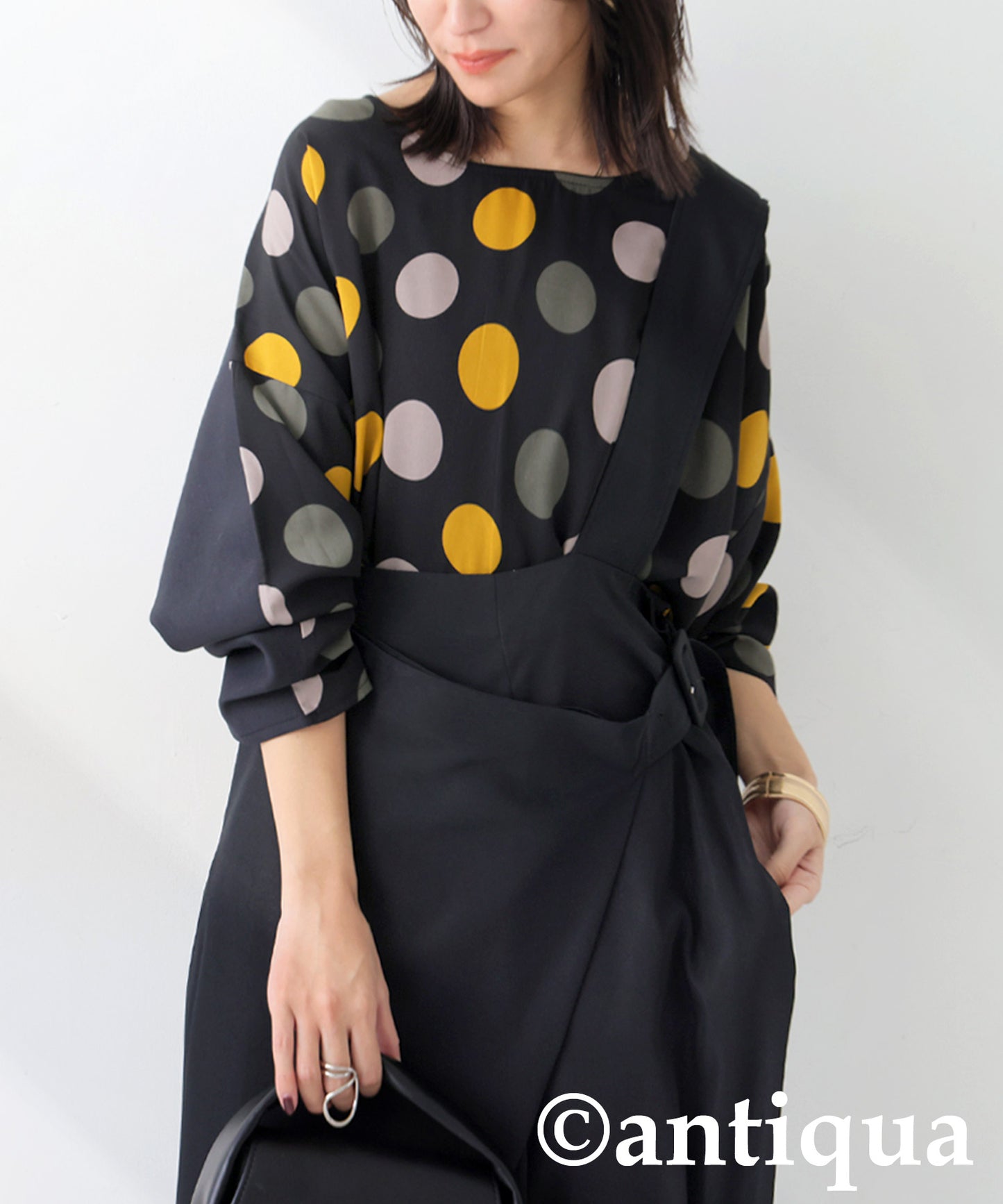 Dot Pattern Raglan Tops Ladies