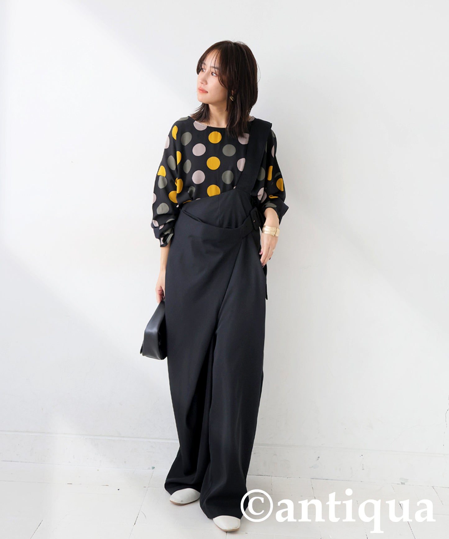 Dot Pattern Raglan Tops Ladies