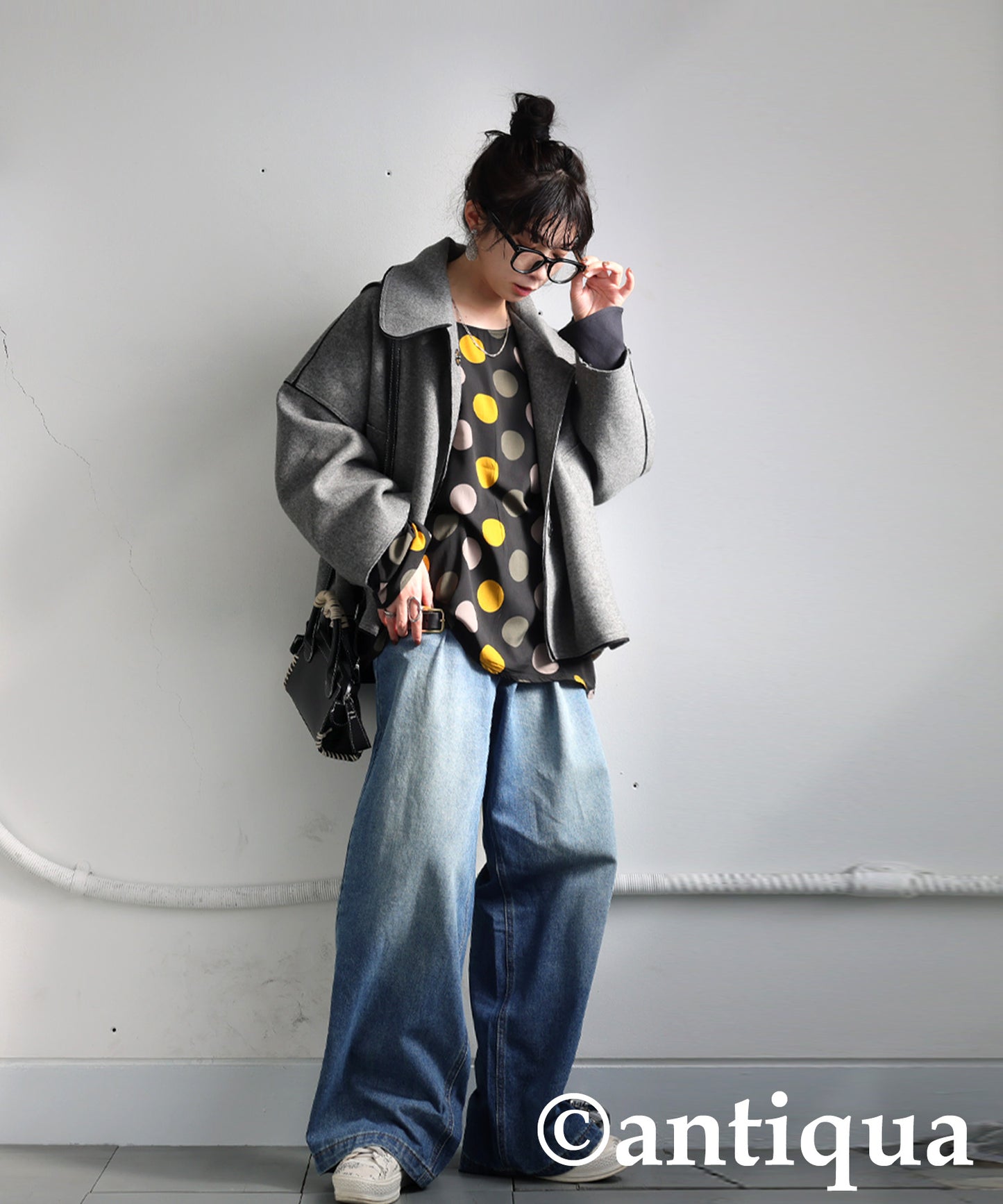 Dot Pattern Raglan Tops Ladies