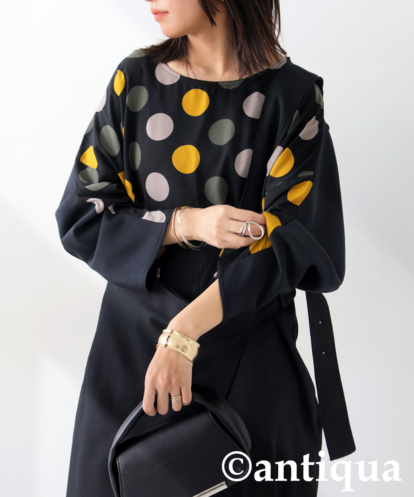 Dot Pattern Raglan Tops Ladies