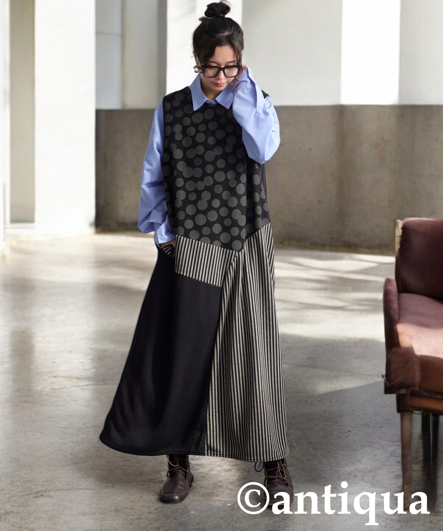 Pattern Switching Dress Ladies