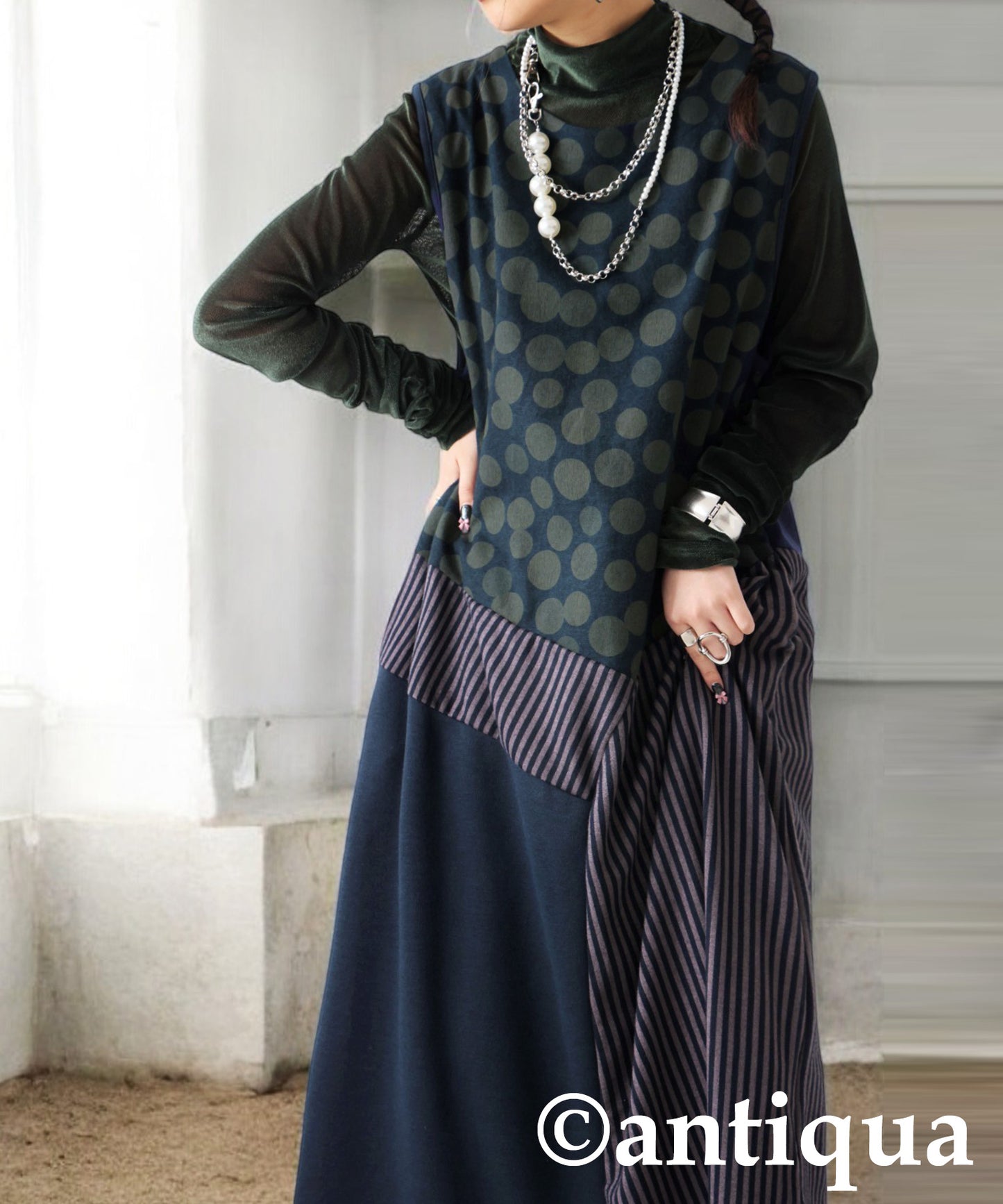 Pattern Switching Dress Ladies