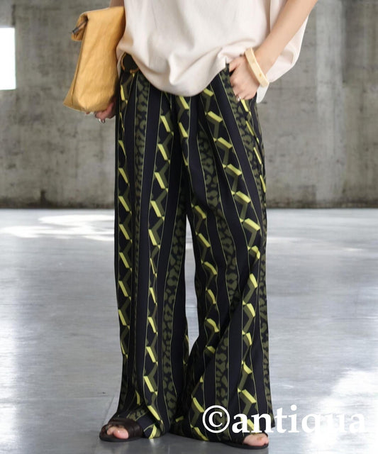 Ladies Art Stripe Wide Pants