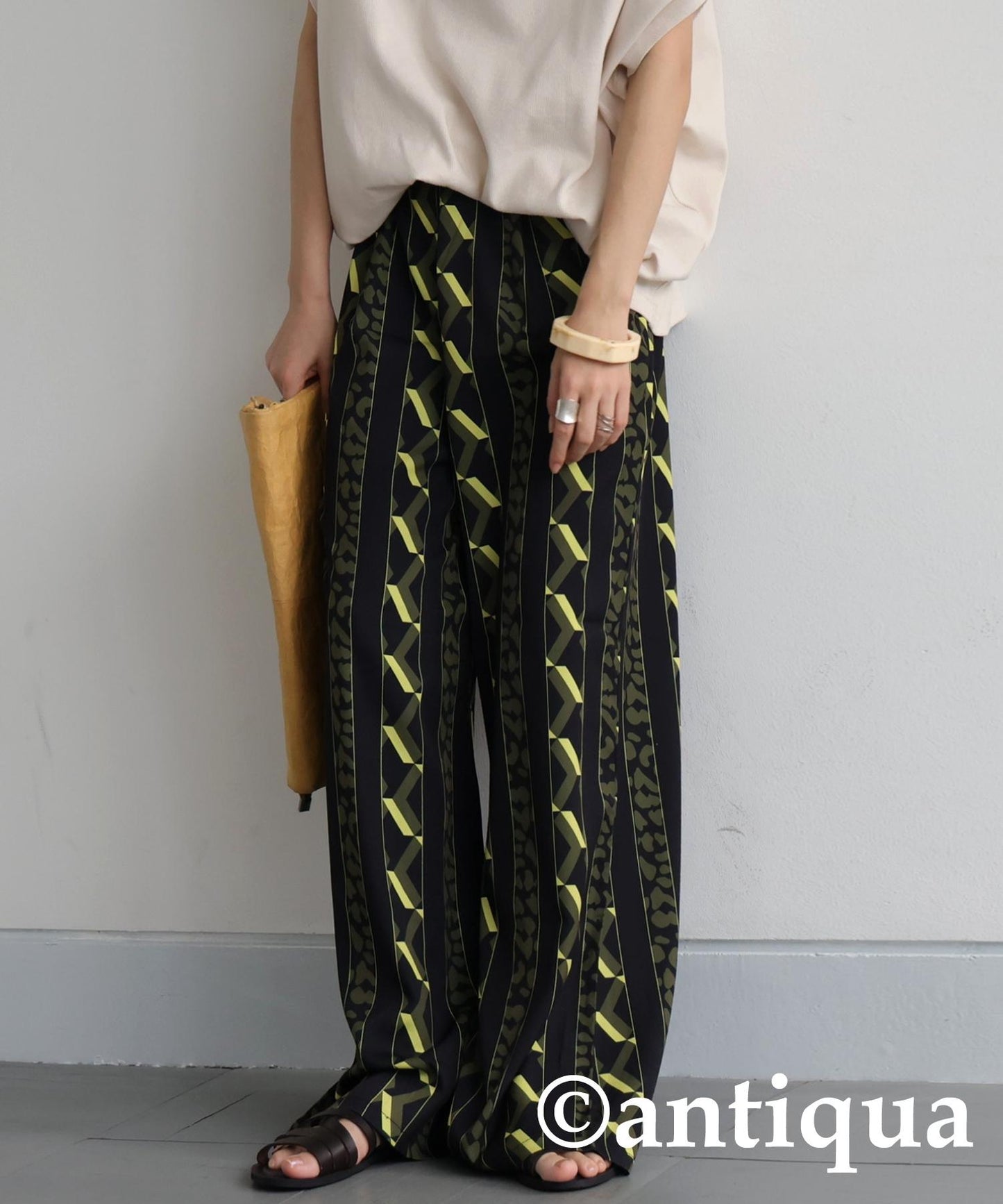 Ladies Art Stripe Wide Pants