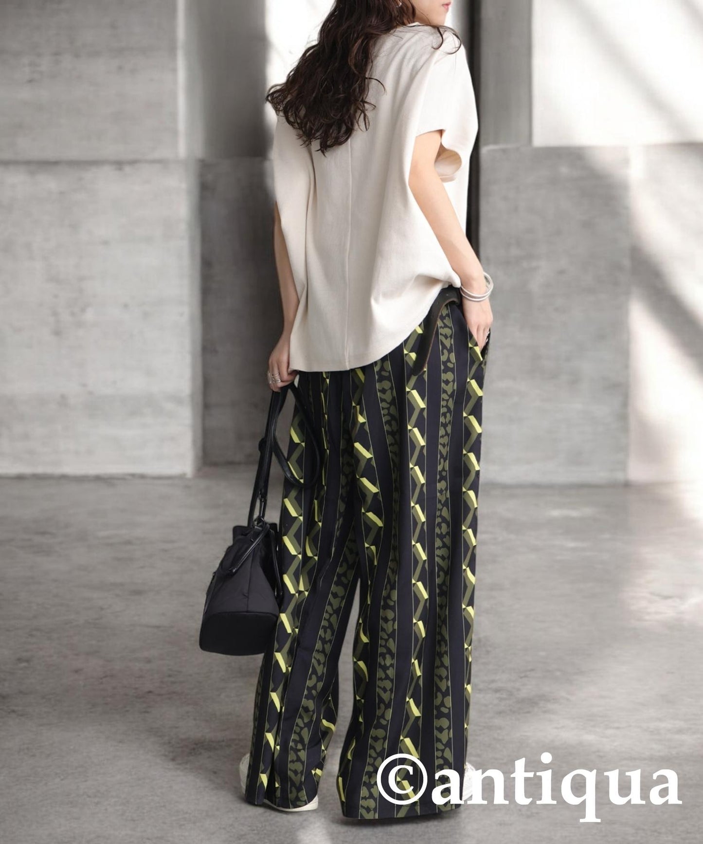 Ladies Art Stripe Wide Pants