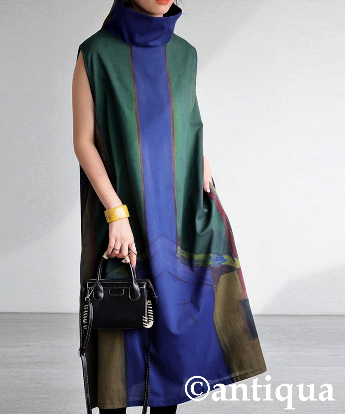 Ladies Art Print High Neck Dress