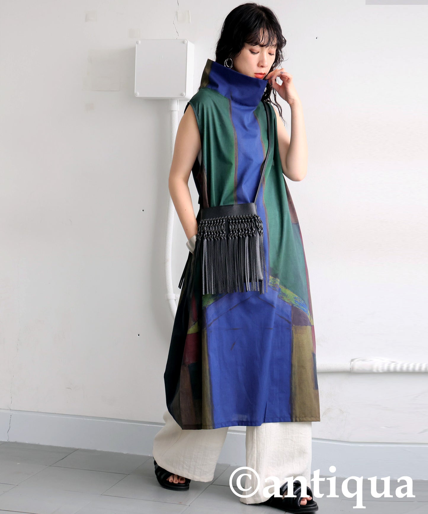 Ladies Art Print High Neck Dress