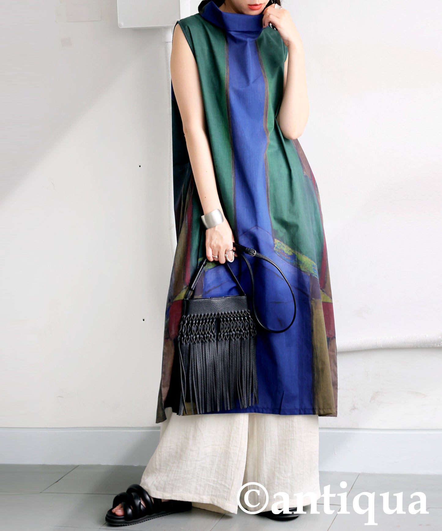 Ladies Art Print High Neck Dress