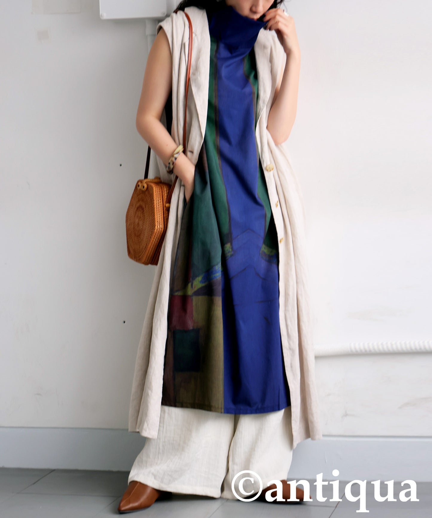 Ladies Art Print High Neck Dress